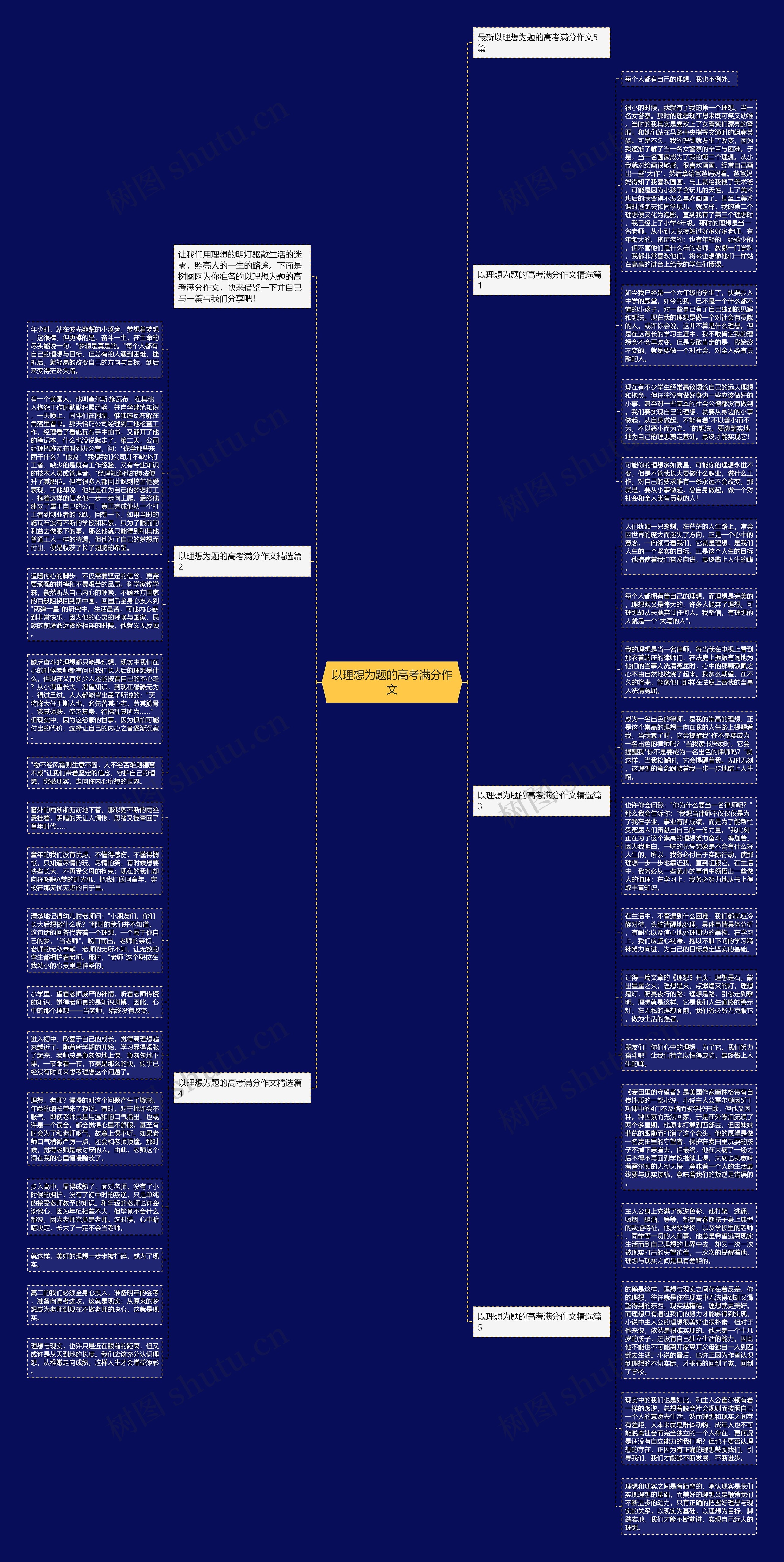 以理想为题的高考满分作文思维导图