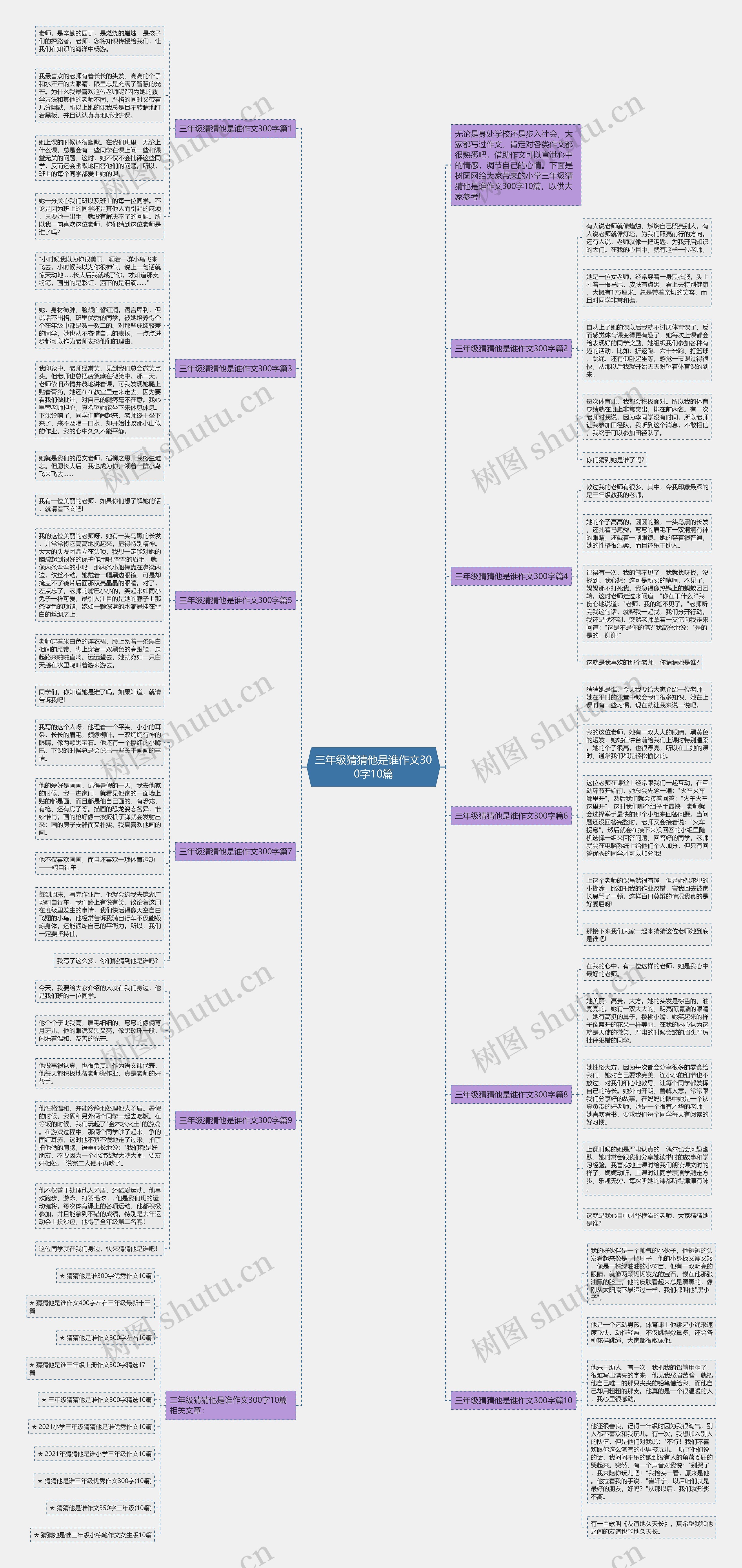 三年级猜猜他是谁作文300字10篇思维导图