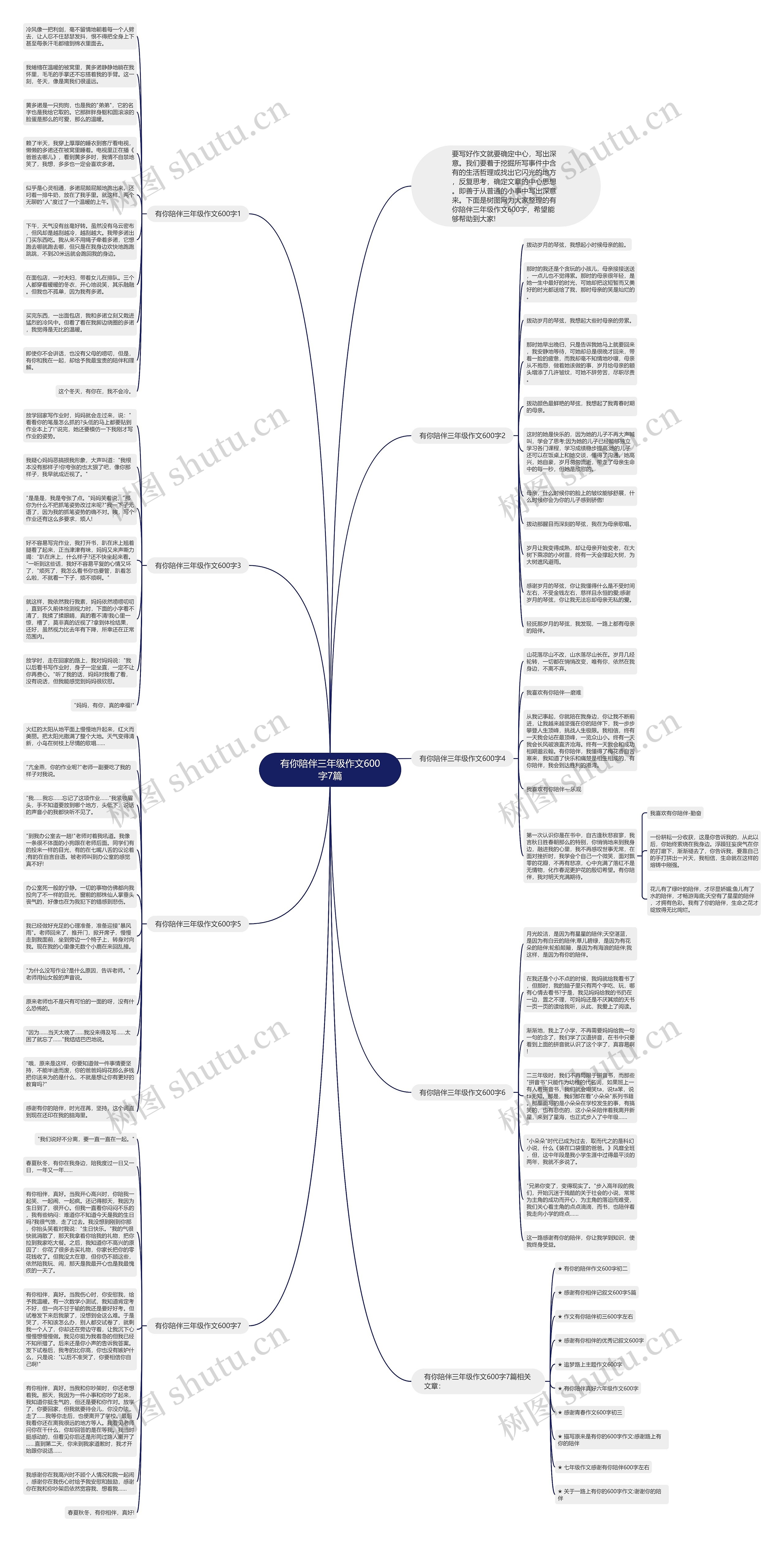 有你陪伴三年级作文600字7篇思维导图