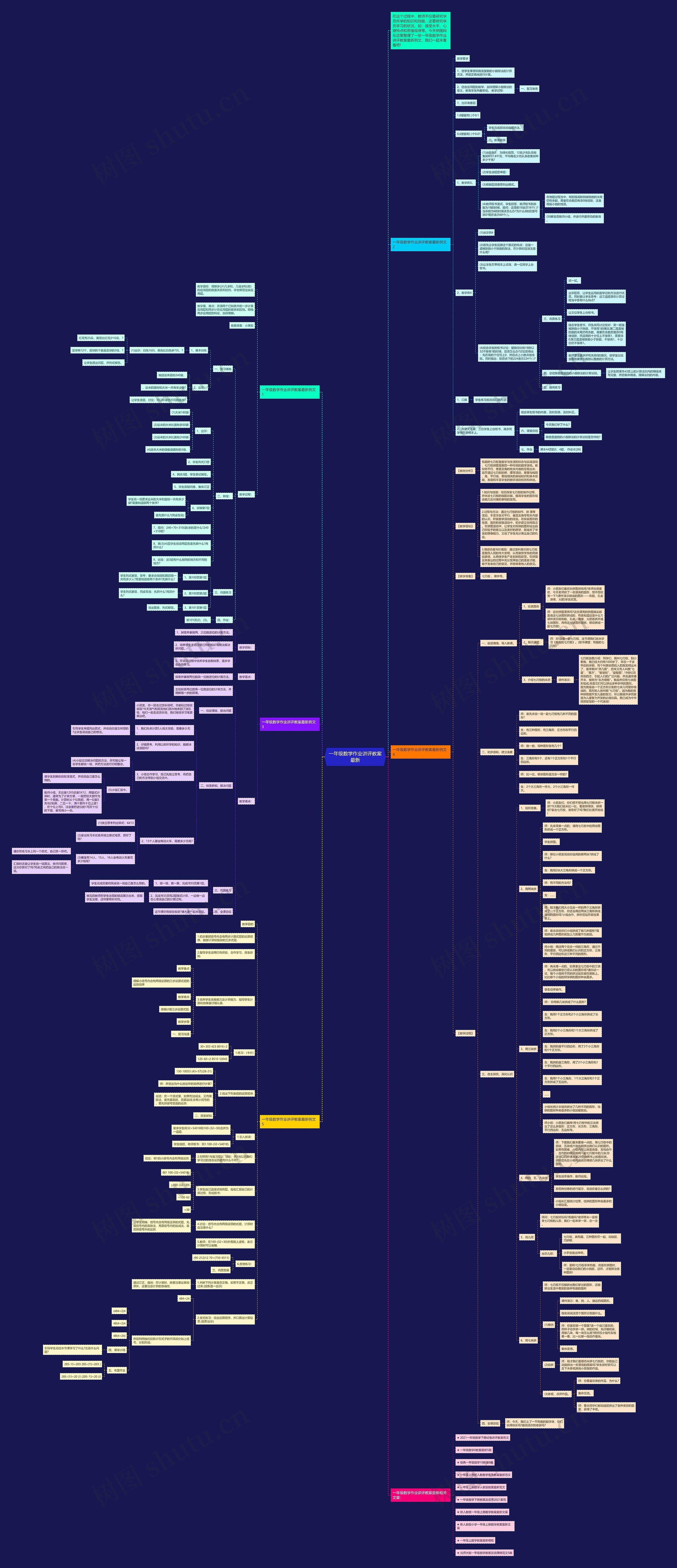 一年级数学作业讲评教案最新思维导图