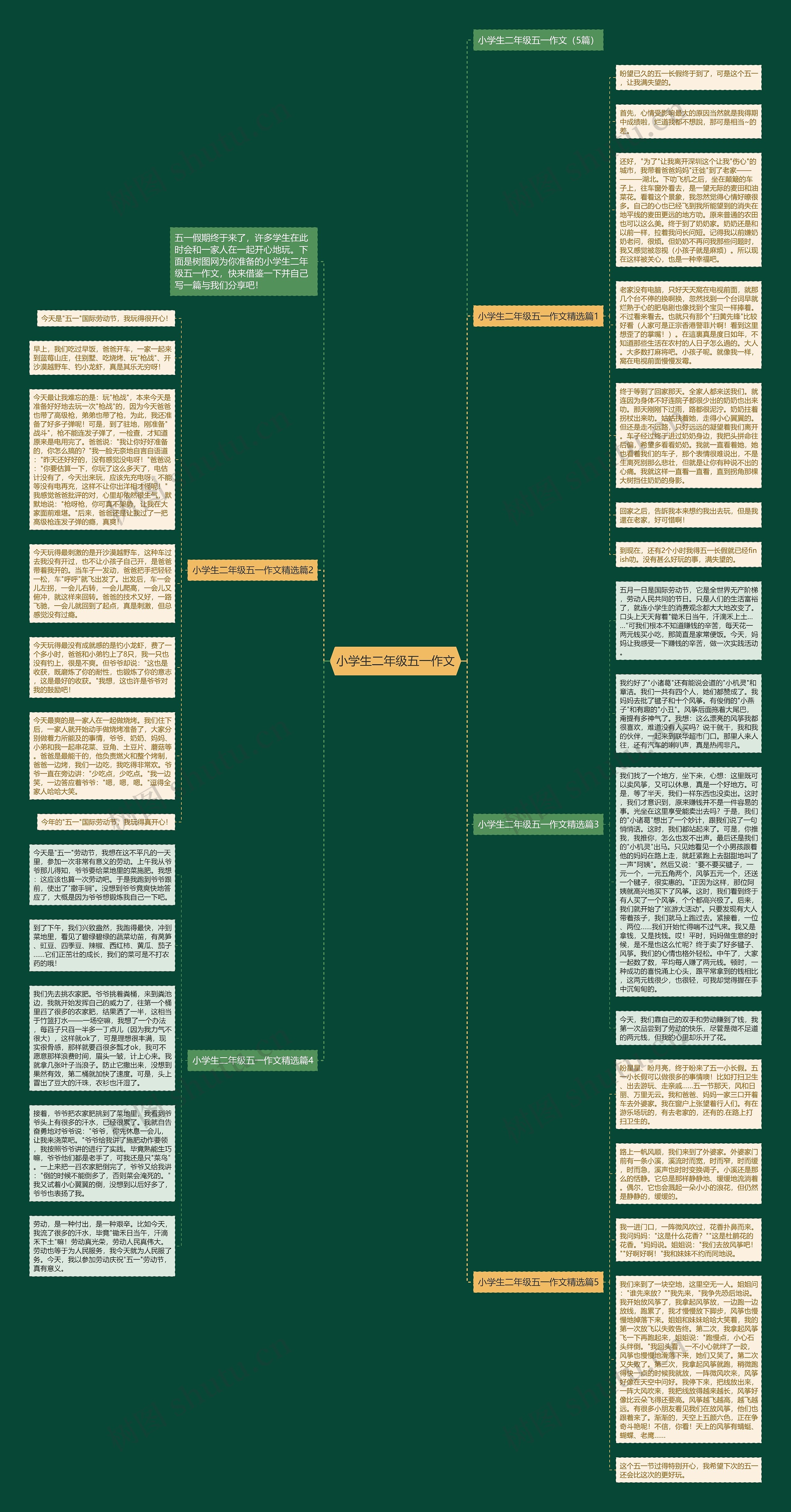小学生二年级五一作文思维导图