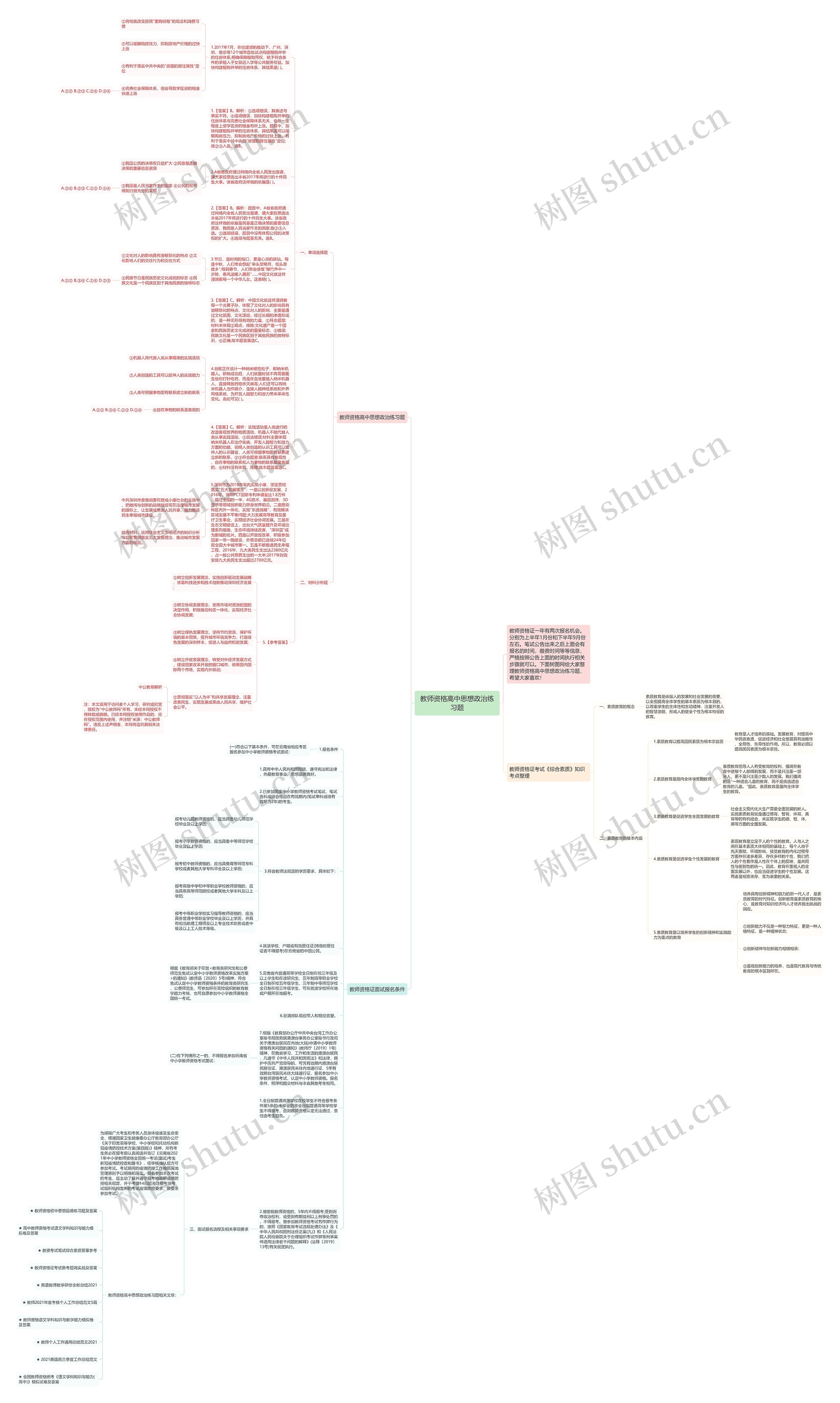 教师资格高中思想政治练习题思维导图