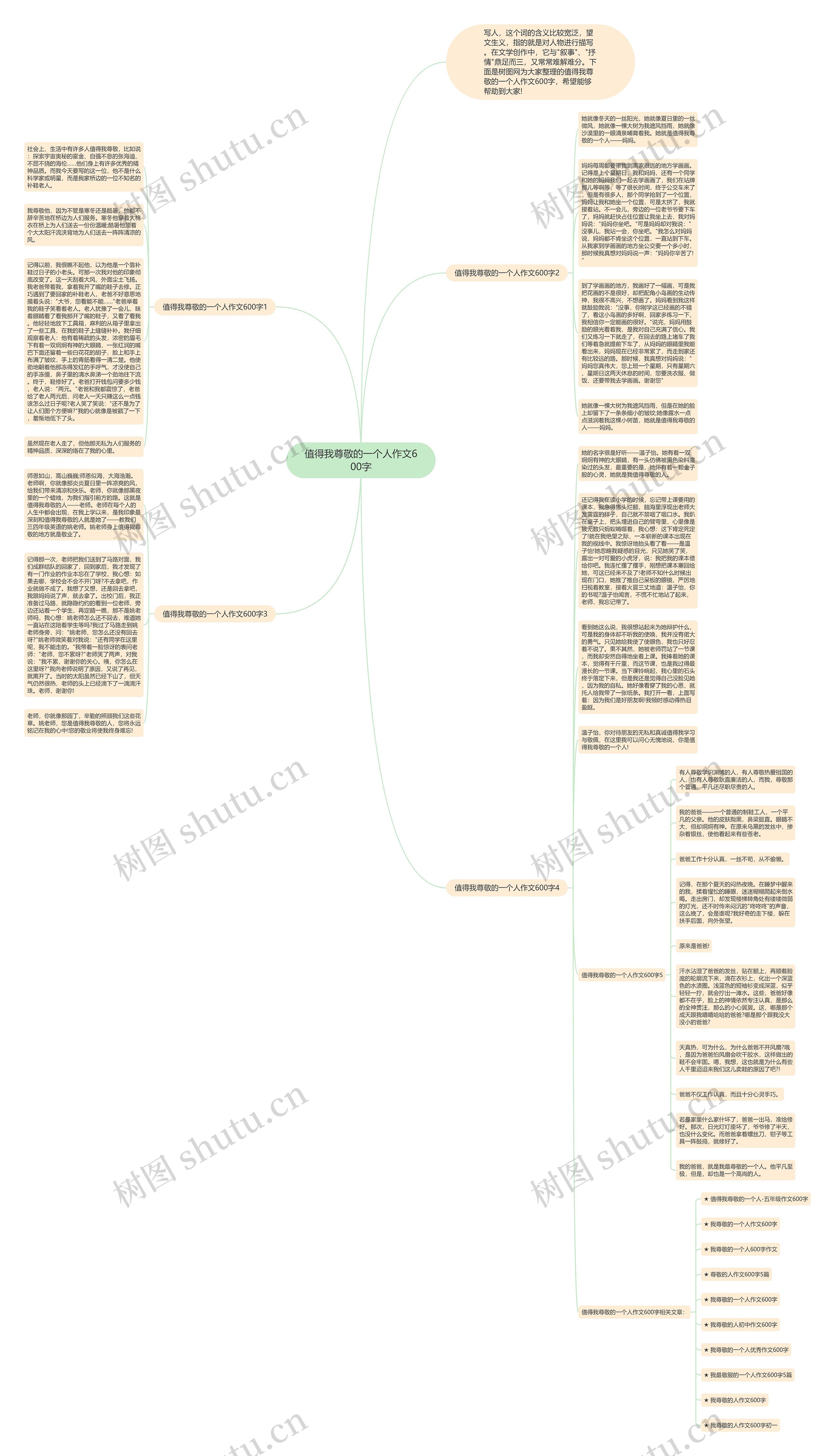 值得我尊敬的一个人作文600字思维导图