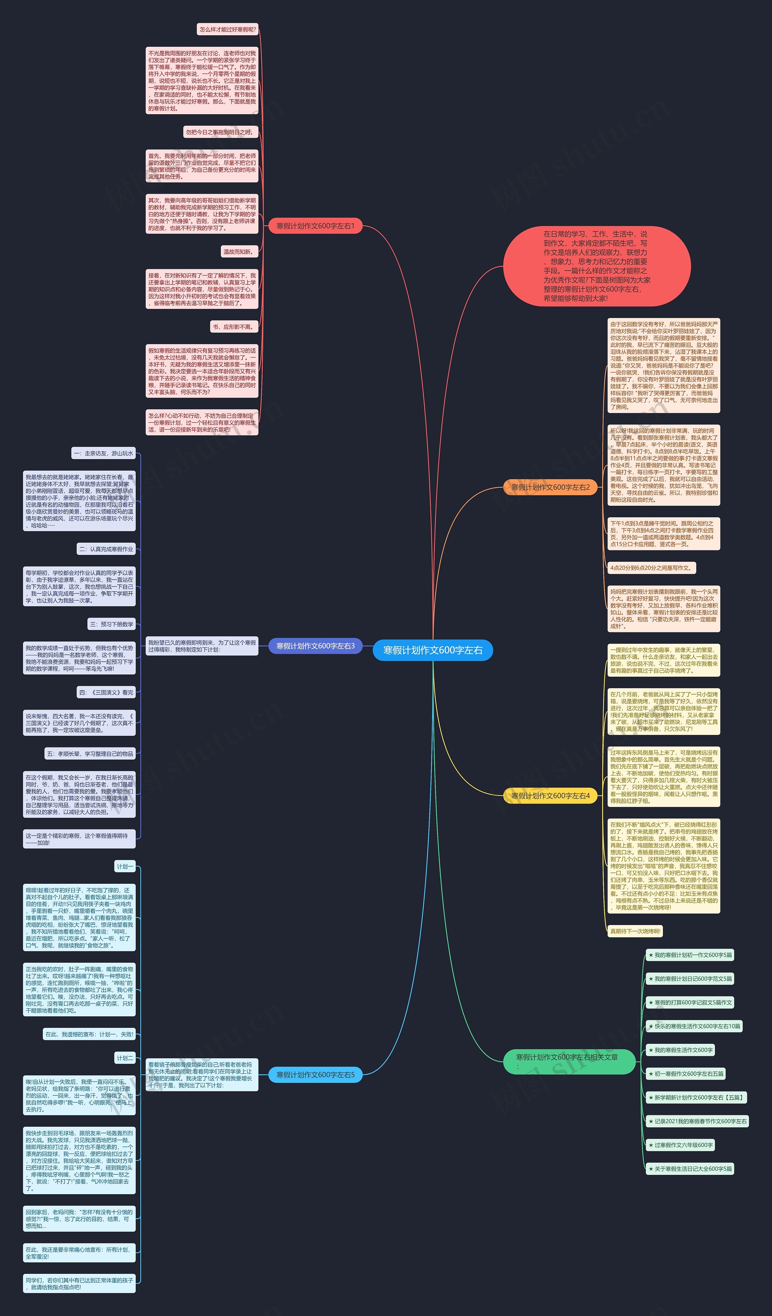 寒假计划作文600字左右思维导图