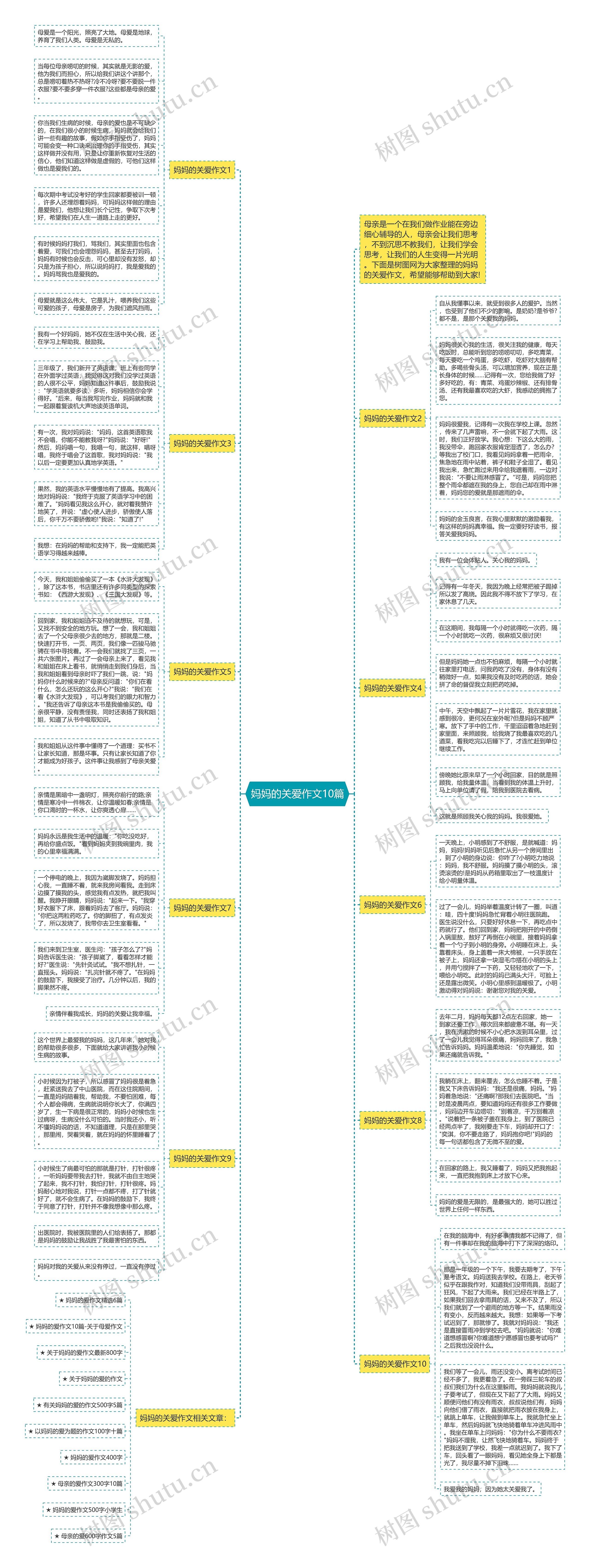 妈妈的关爱作文10篇思维导图