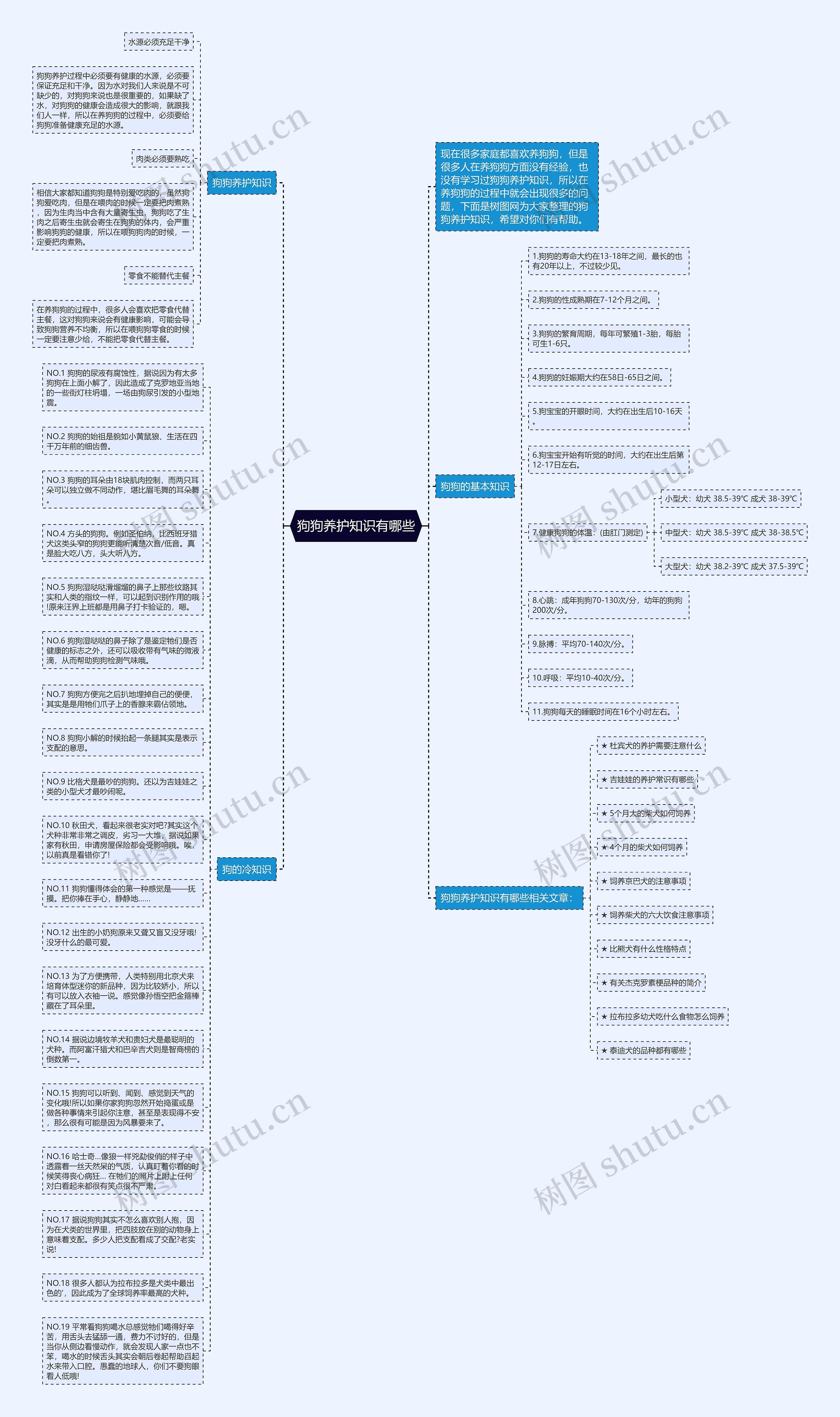 狗狗养护知识有哪些思维导图