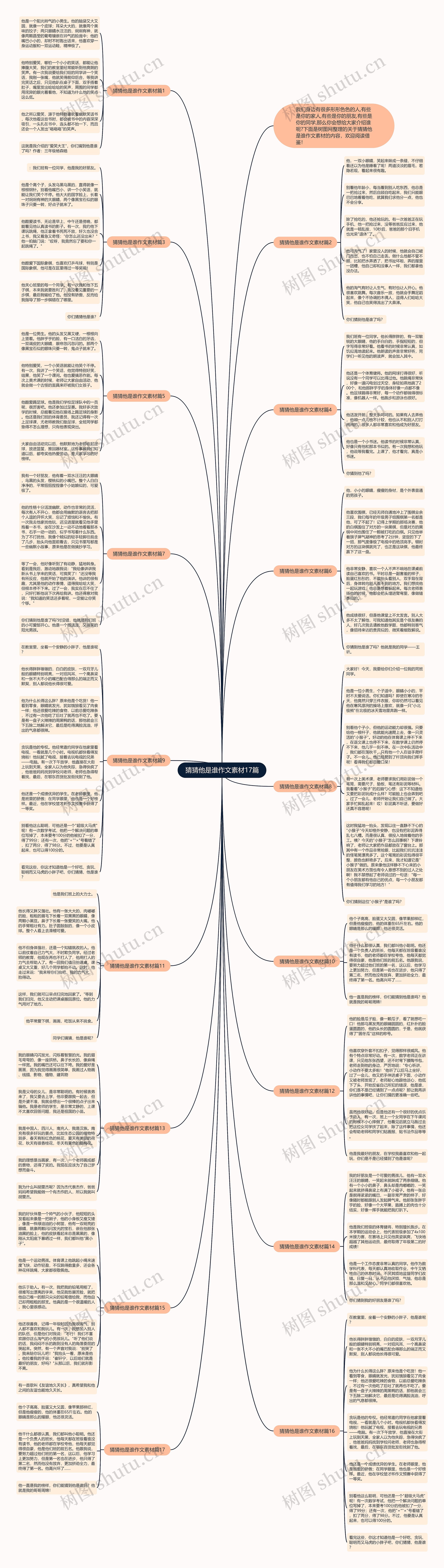 猜猜他是谁作文素材17篇思维导图