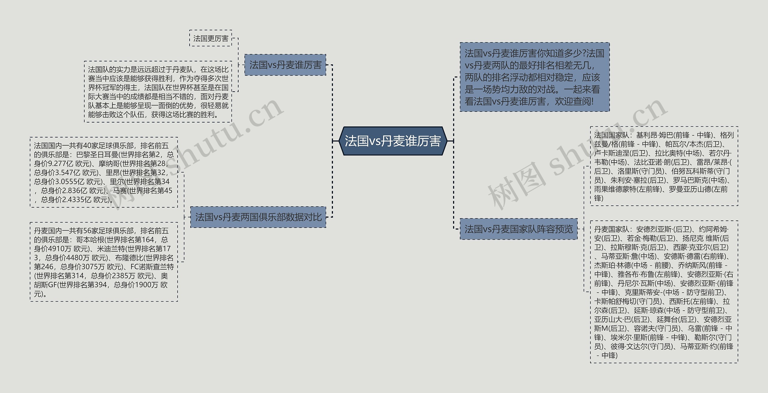 法国vs丹麦谁厉害思维导图