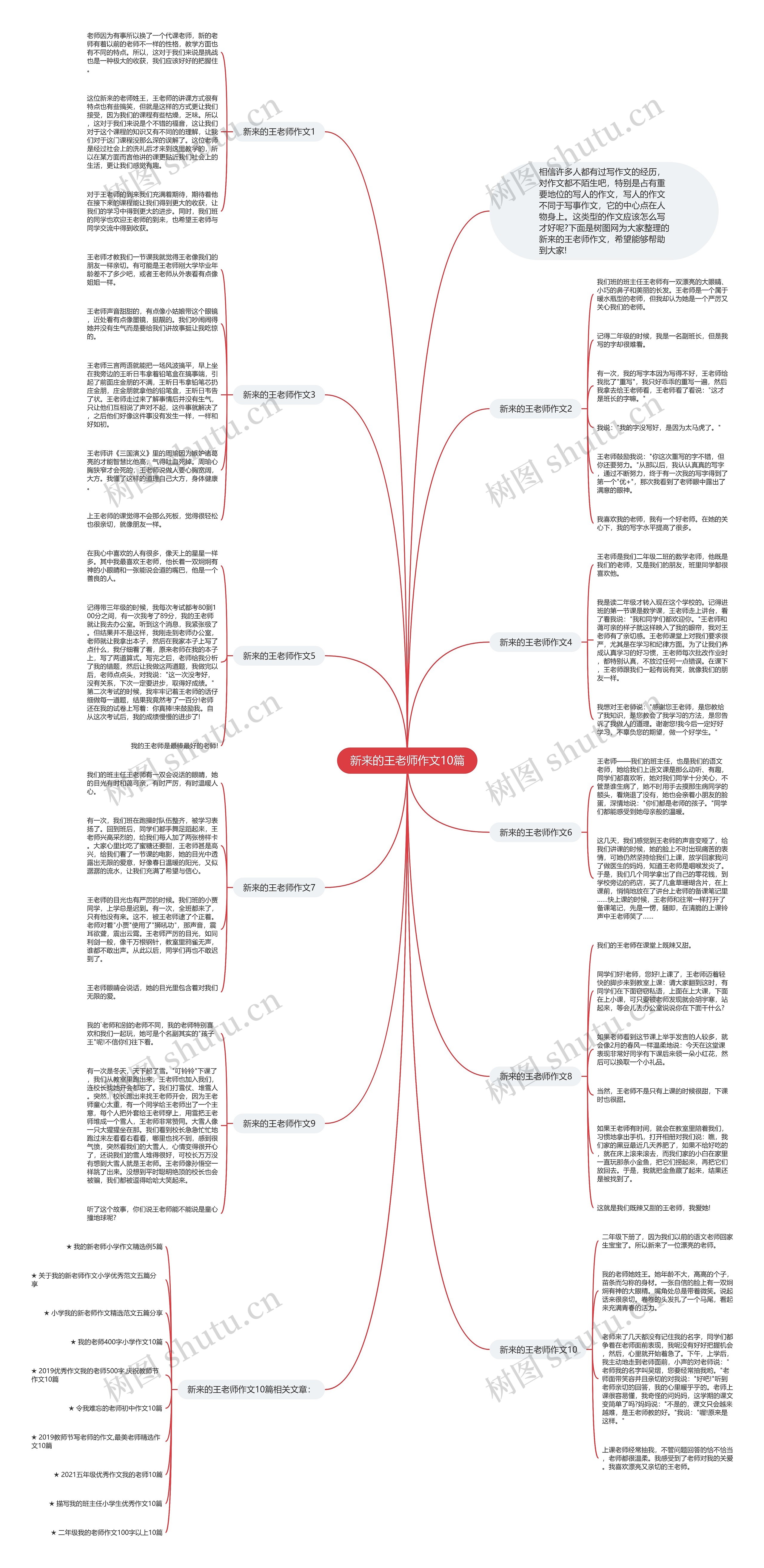 新来的王老师作文10篇思维导图