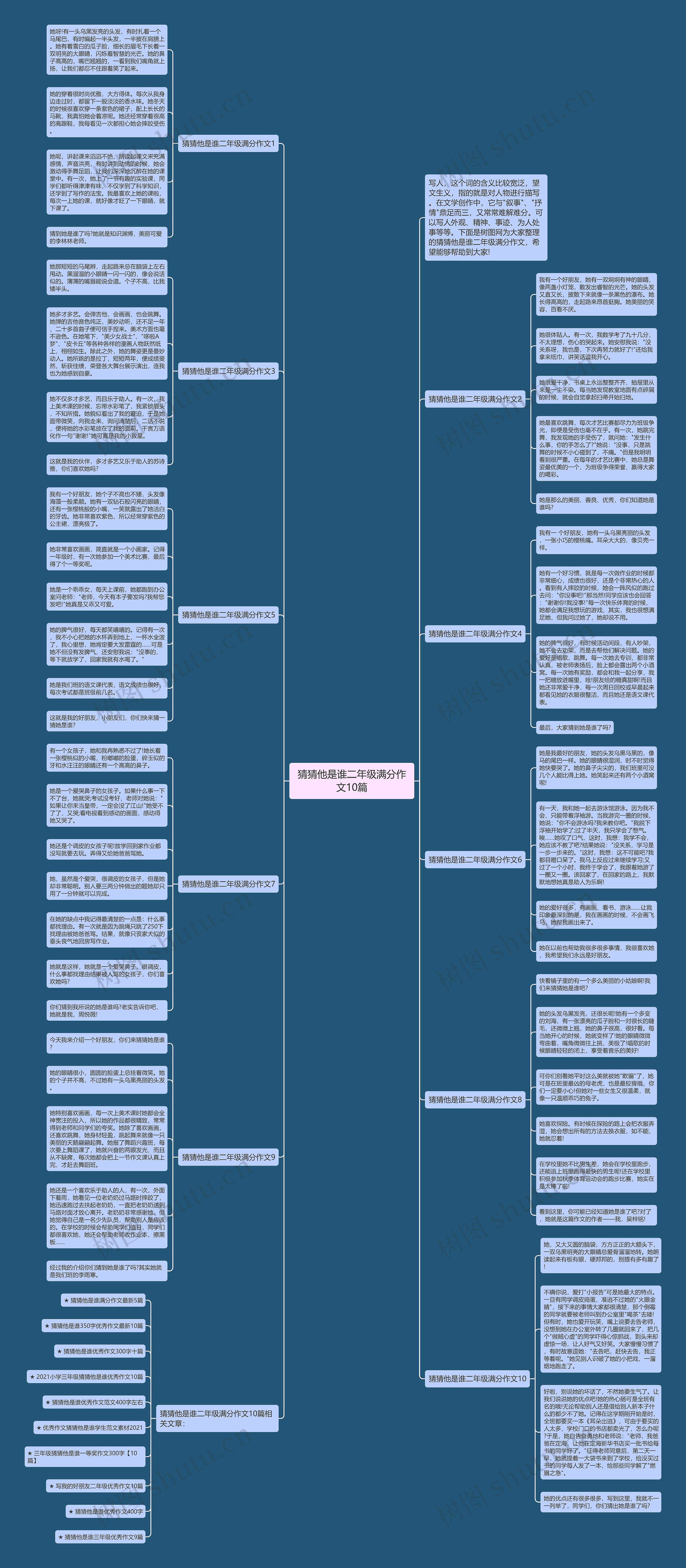 猜猜他是谁二年级满分作文10篇思维导图