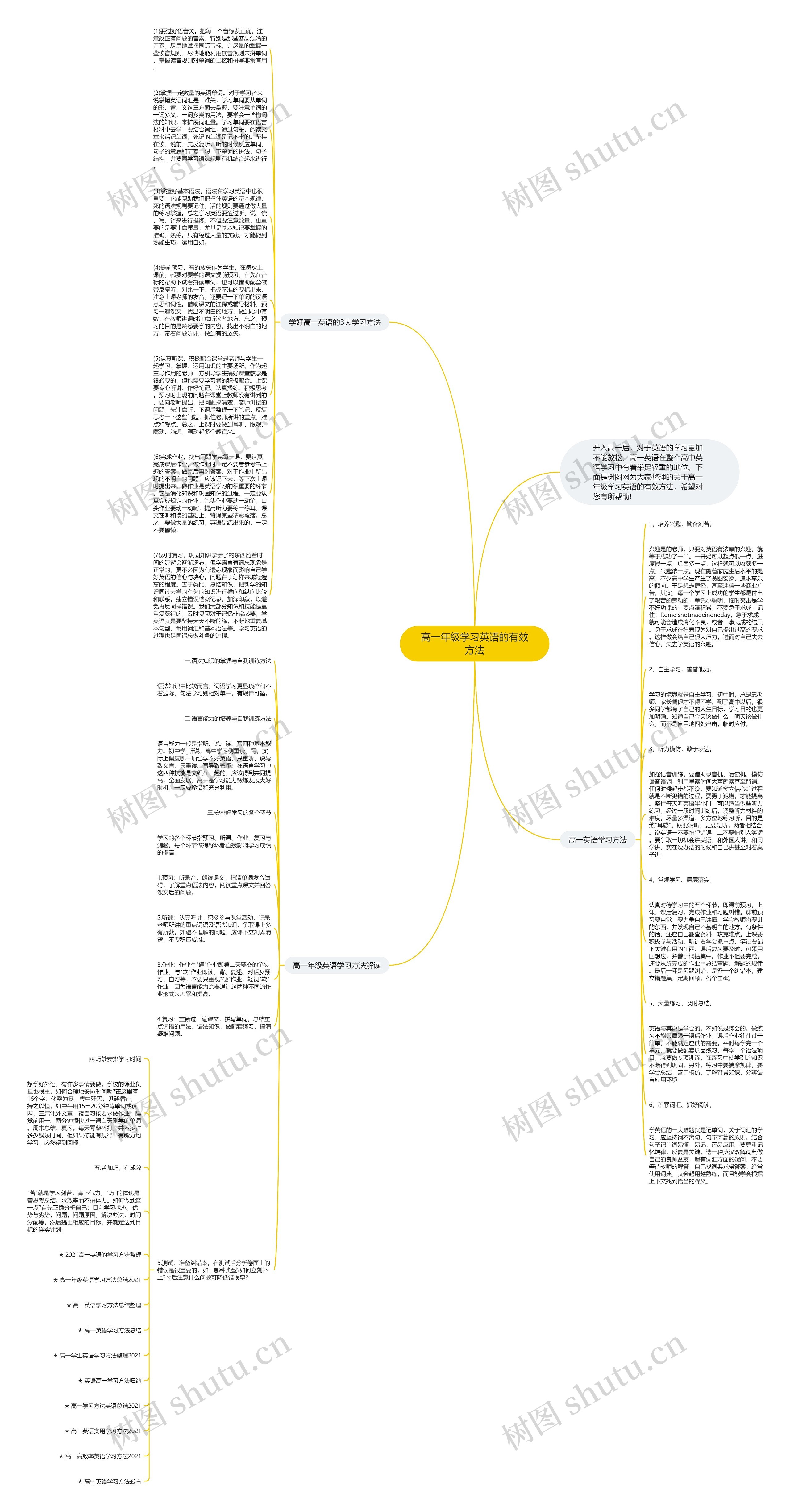 高一年级学习英语的有效方法思维导图