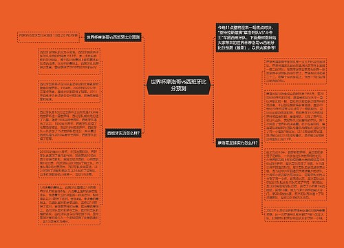 世界杯摩洛哥vs西班牙比分预测