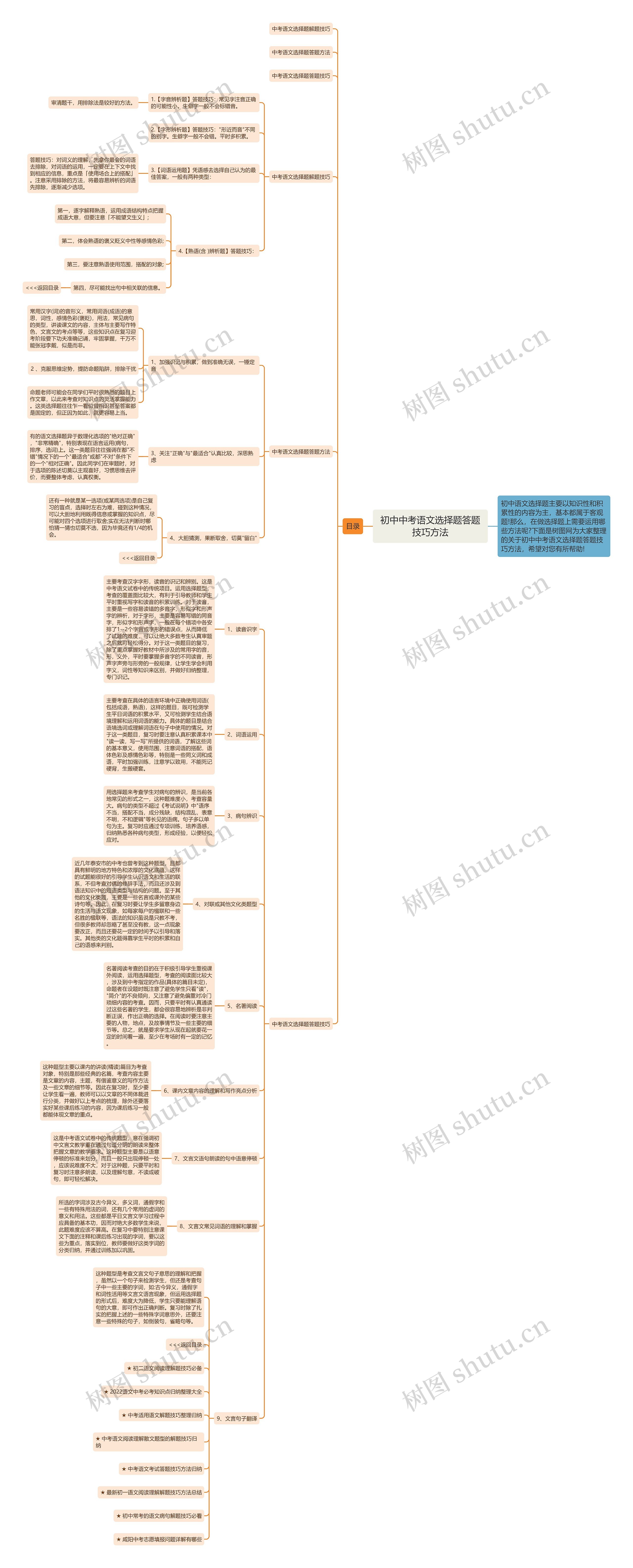 初中中考语文选择题答题技巧方法思维导图