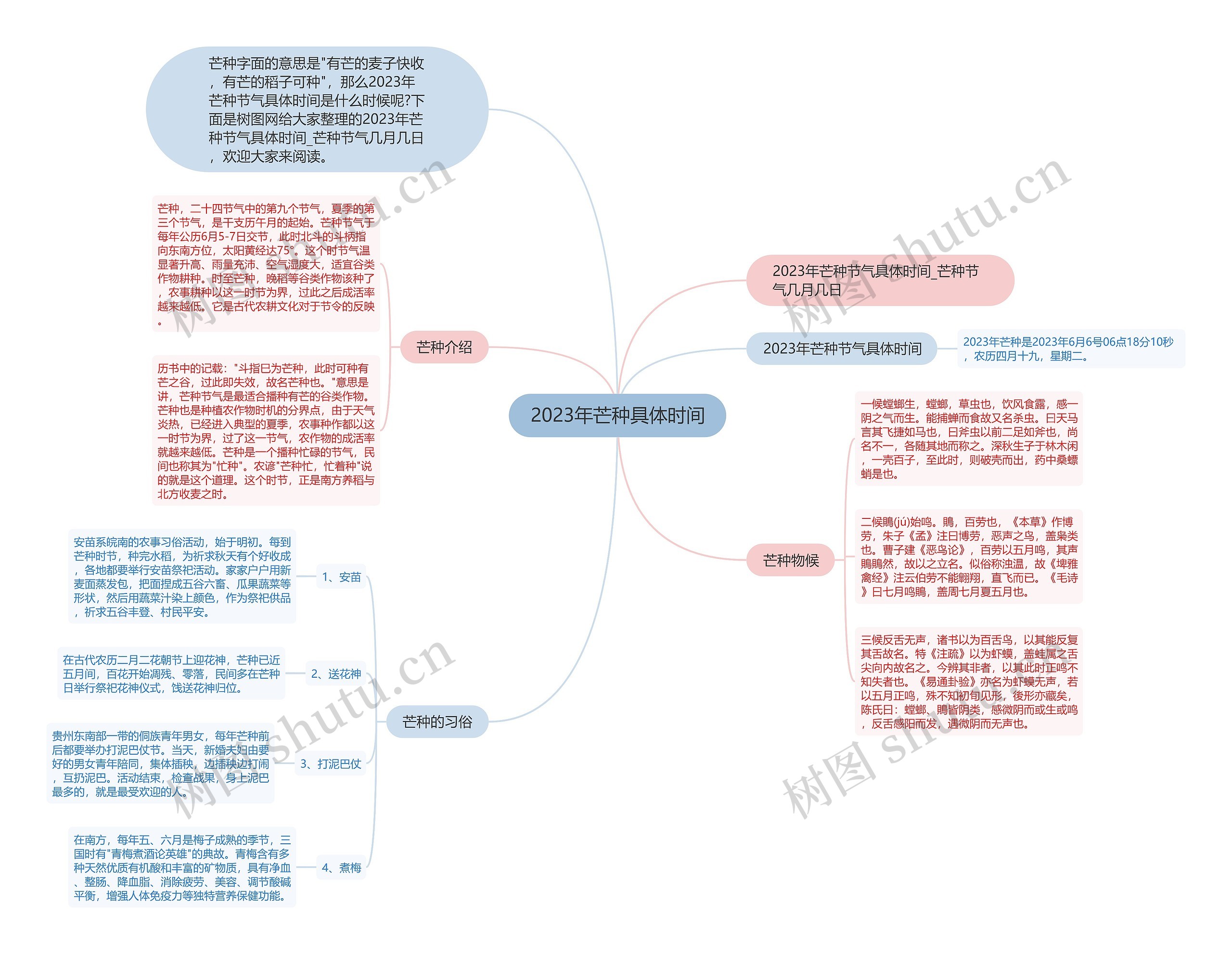 2023年芒种具体时间思维导图