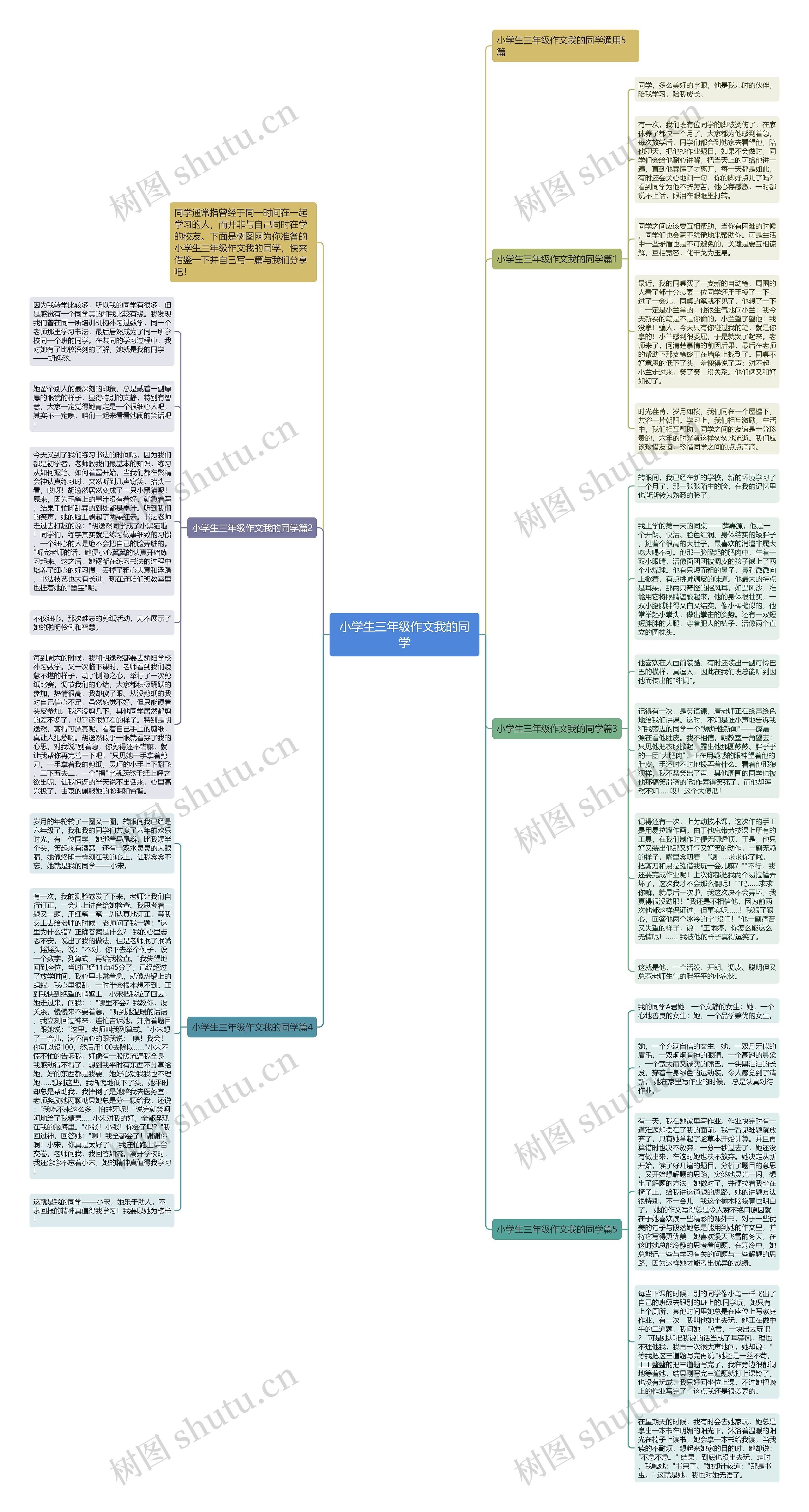 小学生三年级作文我的同学思维导图