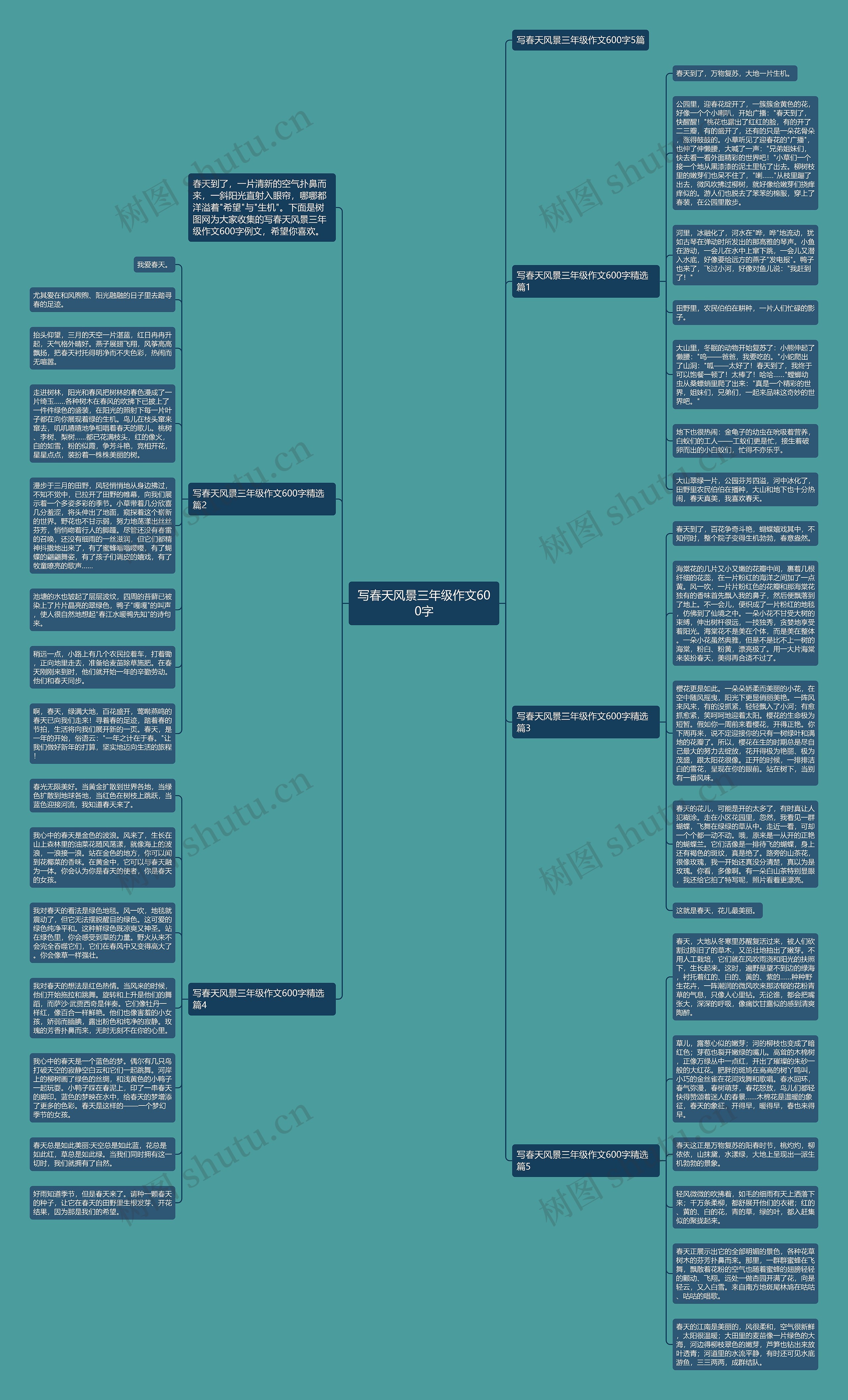 写春天风景三年级作文600字思维导图