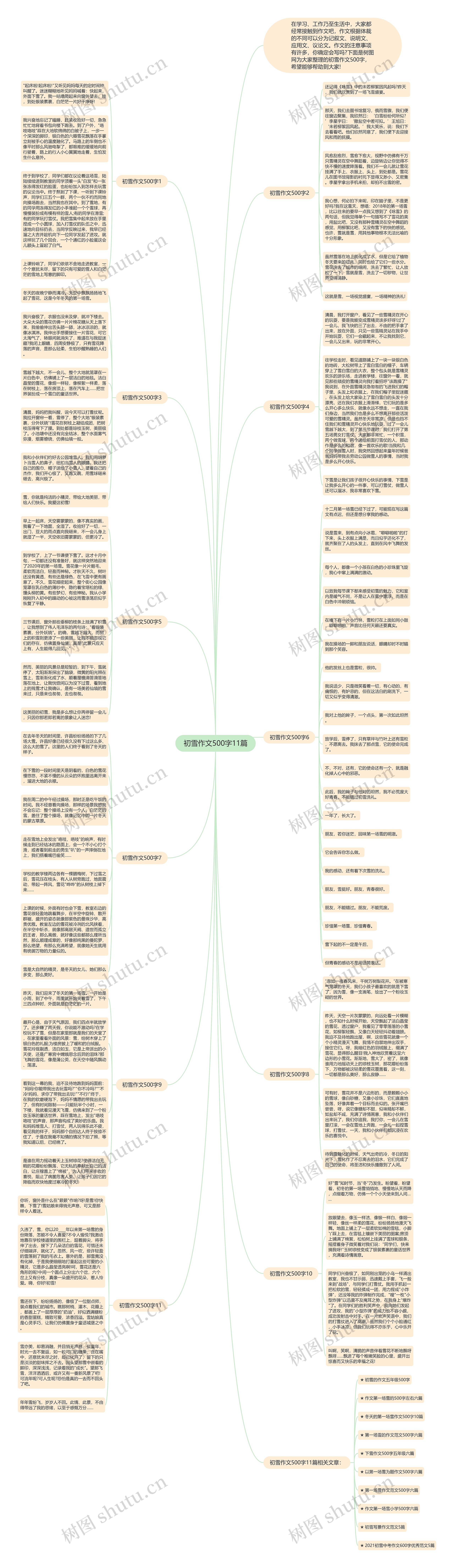 初雪作文500字11篇思维导图