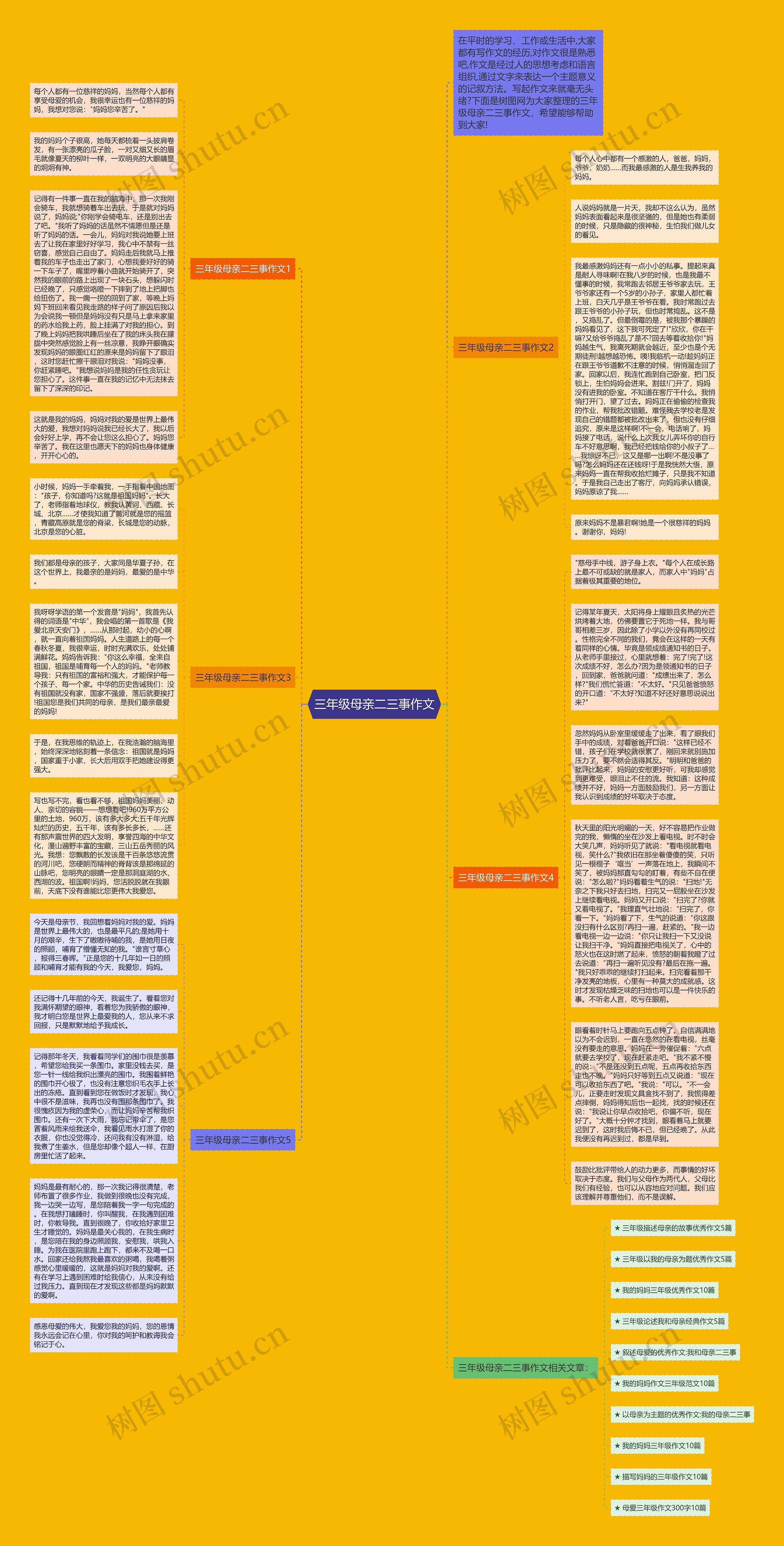 三年级母亲二三事作文思维导图