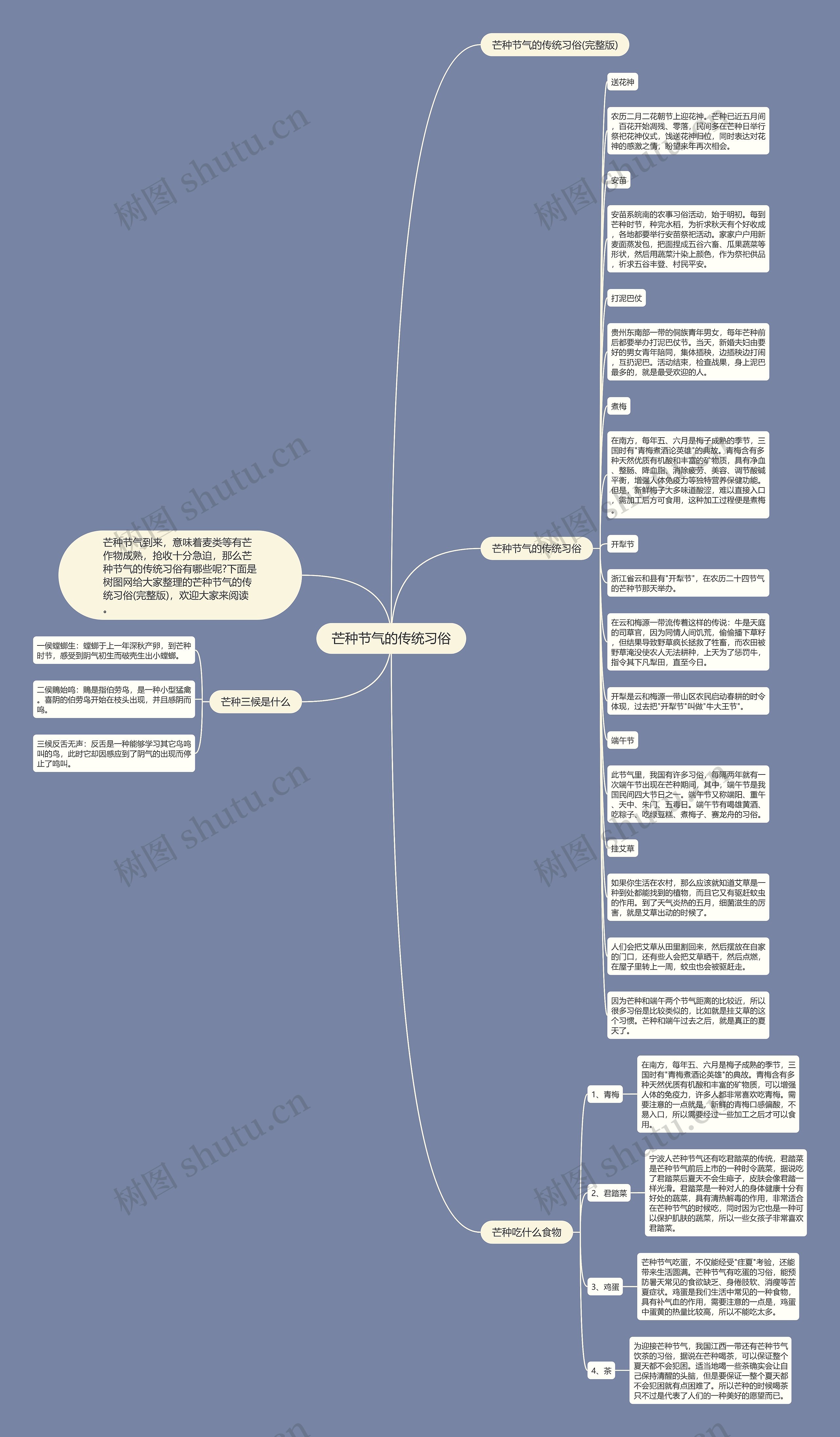 芒种节气的传统习俗思维导图