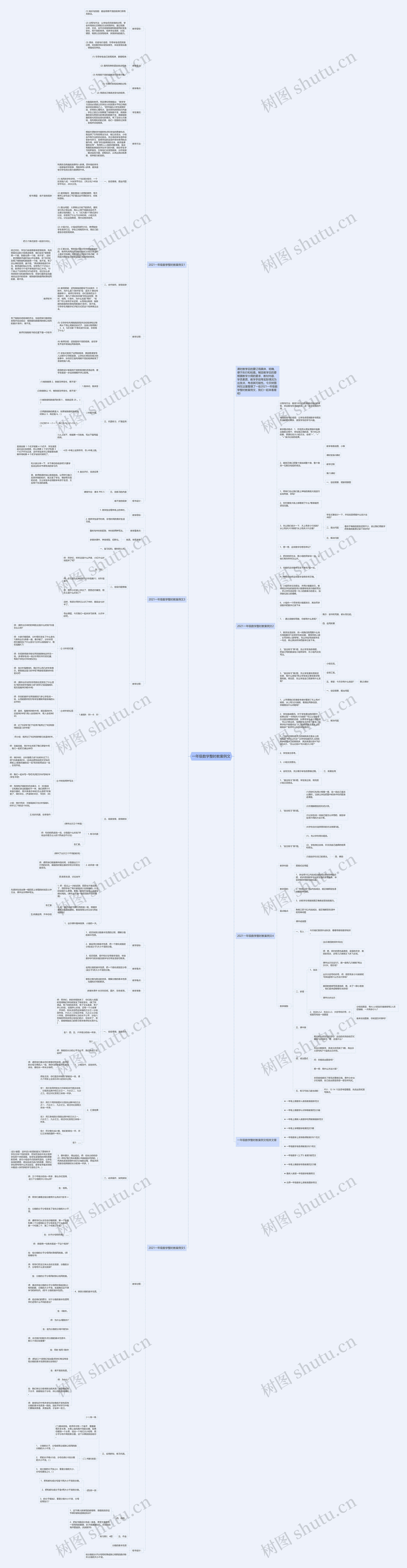 一年级数学整时教案例文思维导图