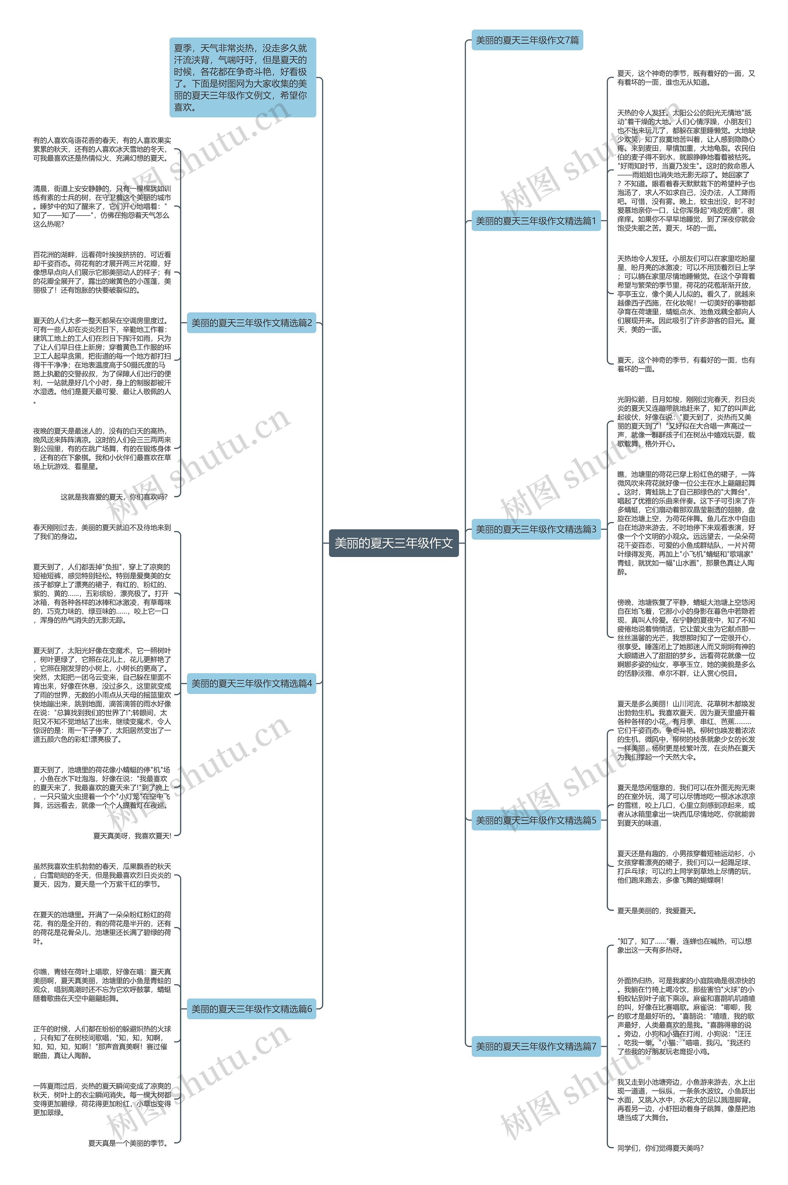 美丽的夏天三年级作文思维导图