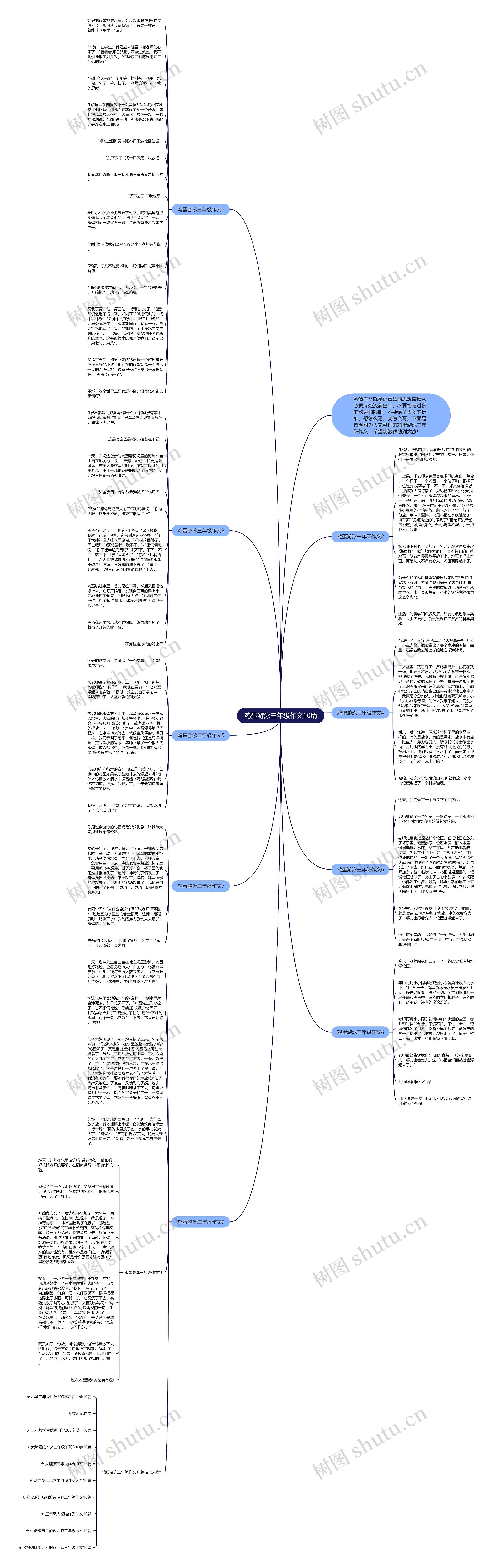 鸡蛋游泳三年级作文10篇思维导图