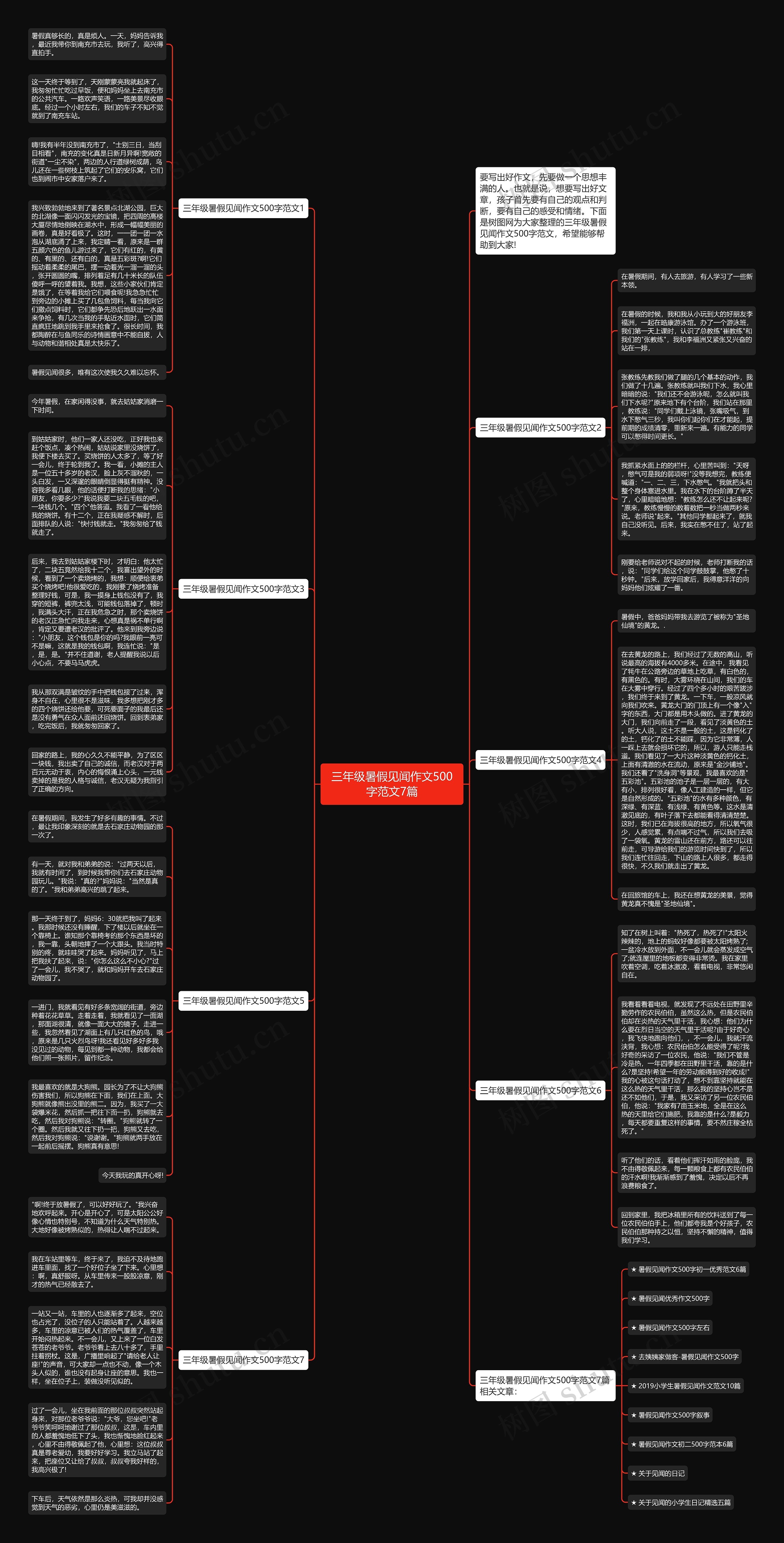 三年级暑假见闻作文500字范文7篇思维导图