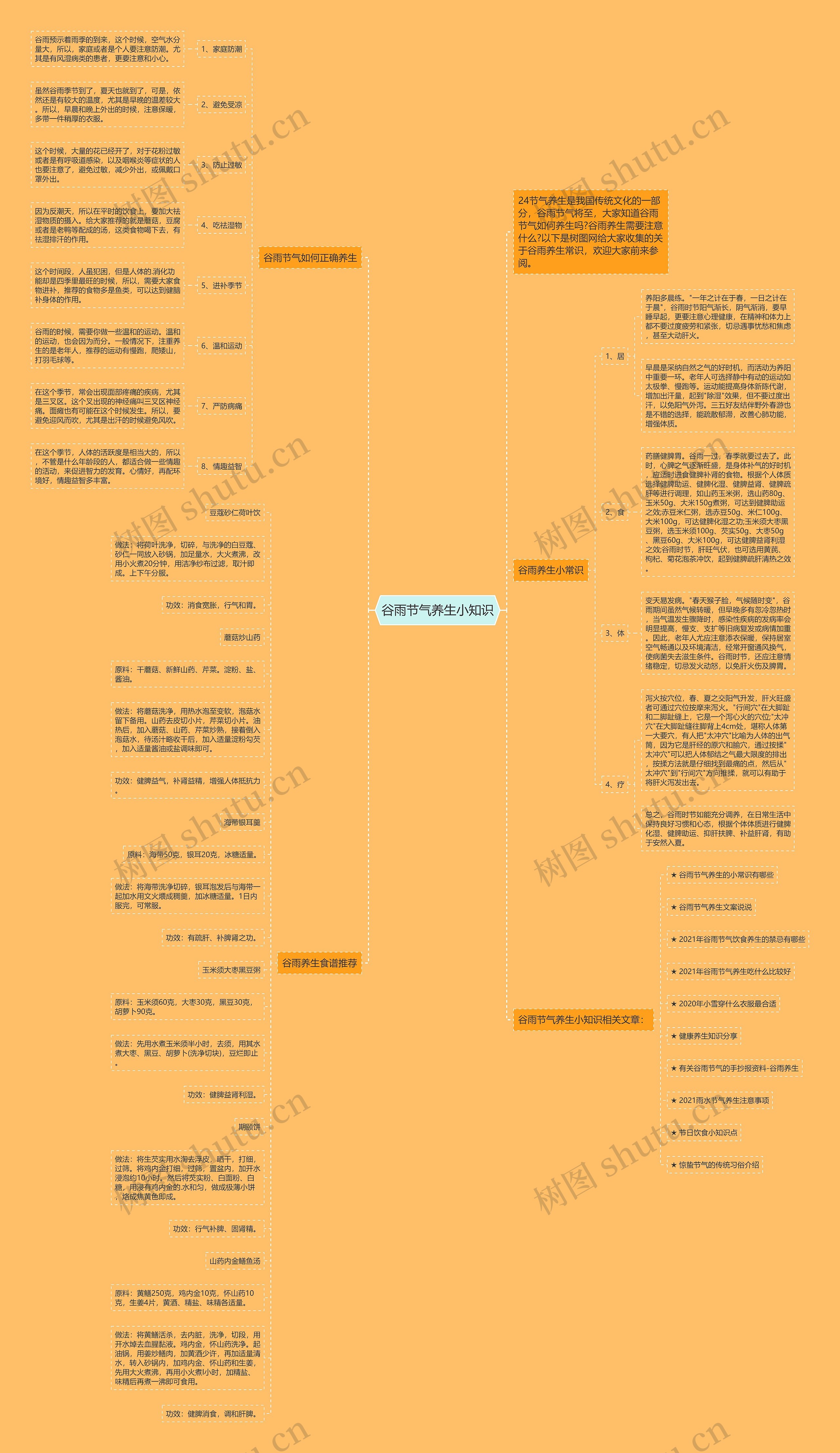 谷雨节气养生小知识思维导图