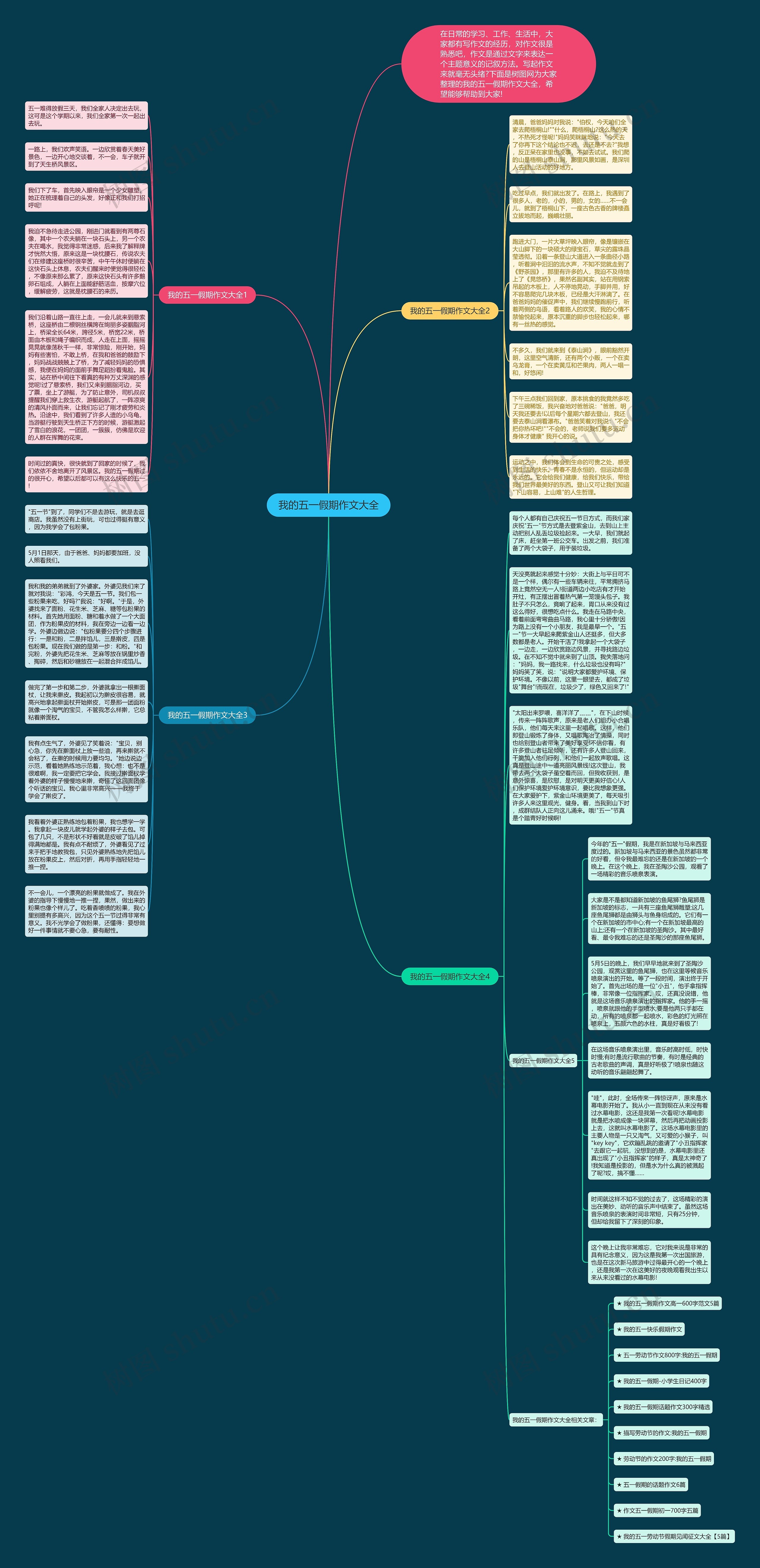 我的五一假期作文大全思维导图