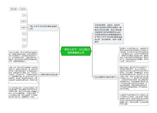 “青年大学习”2022第29期答案最新公布