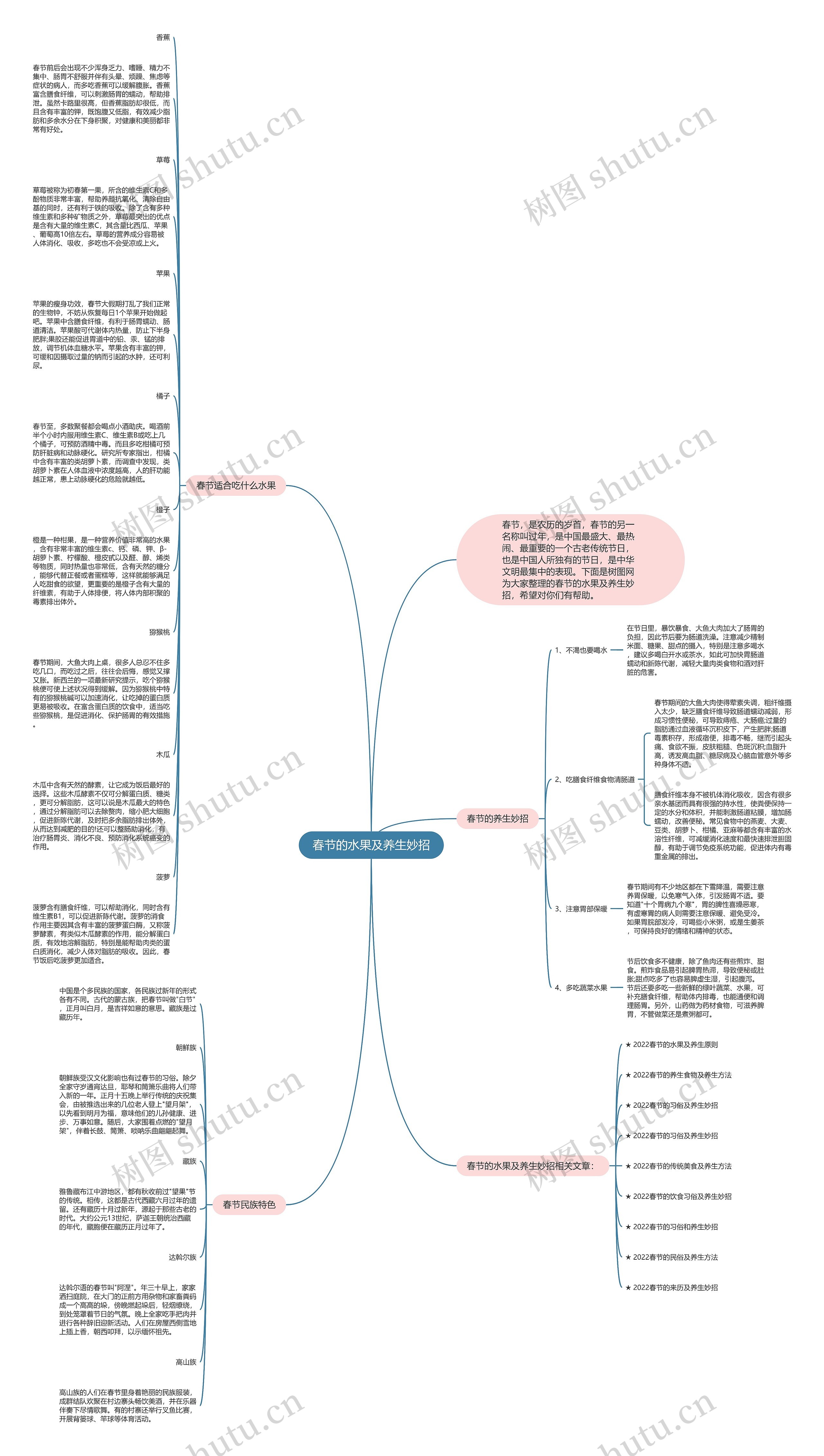 春节的水果及养生妙招思维导图