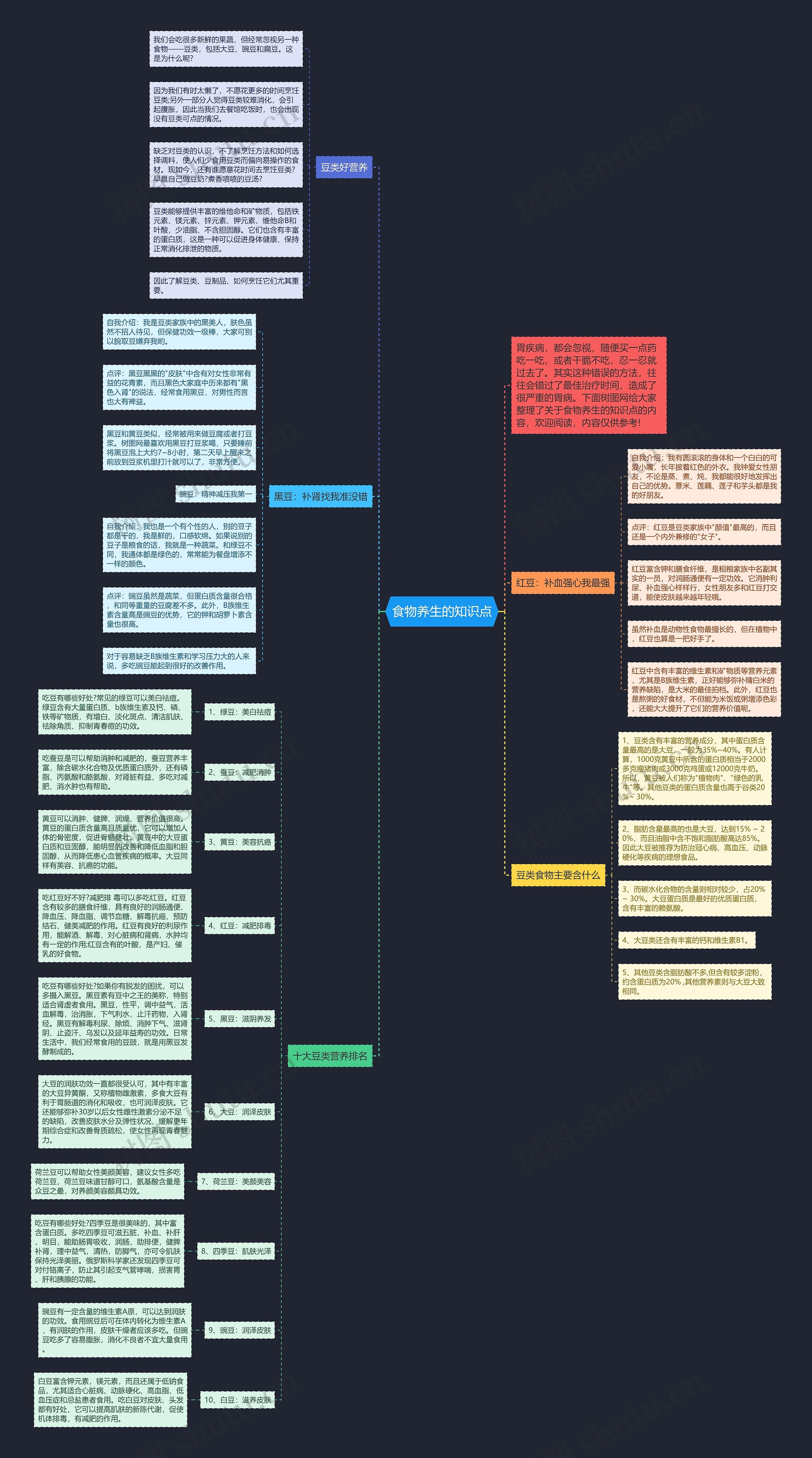 食物养生的知识点思维导图