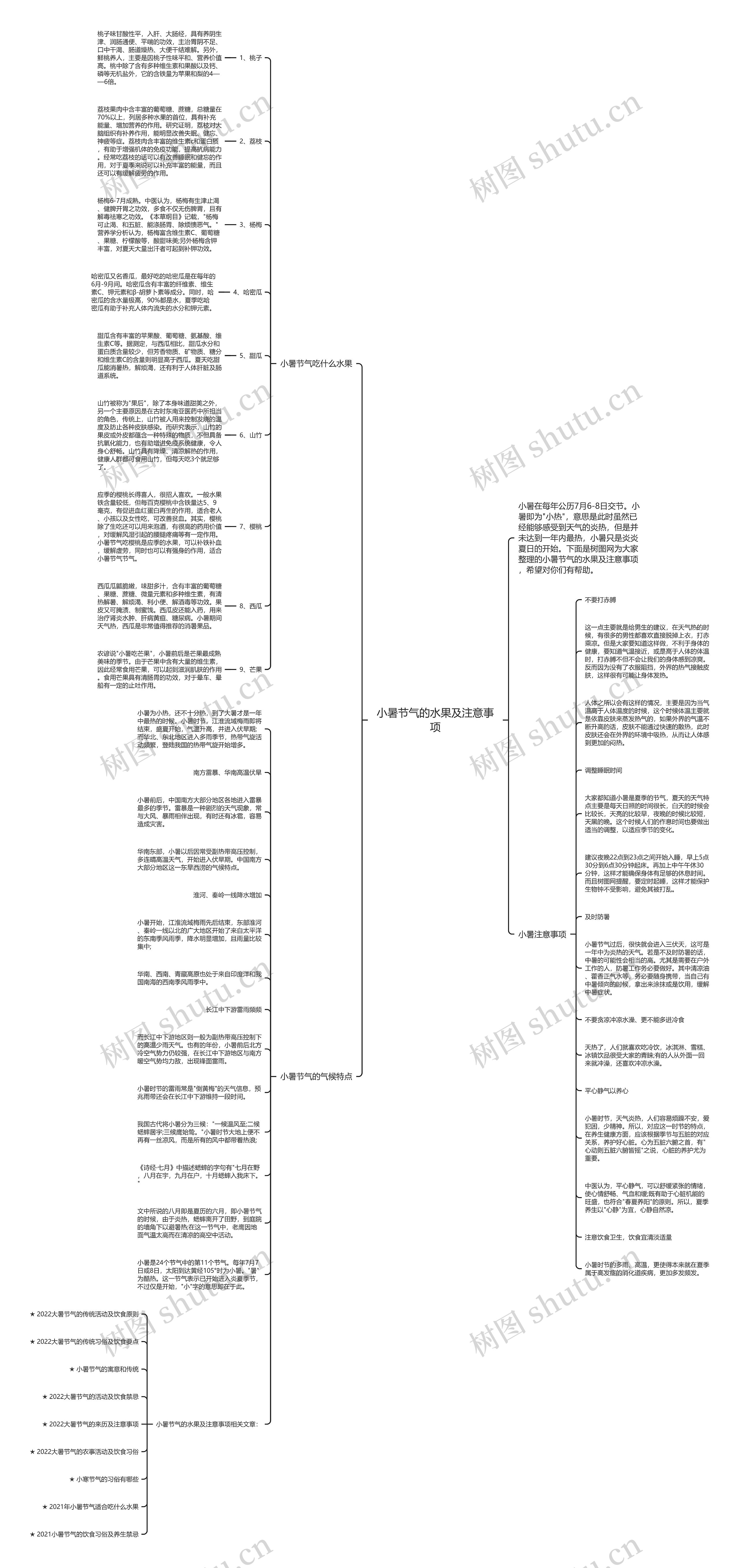 小暑节气的水果及注意事项思维导图