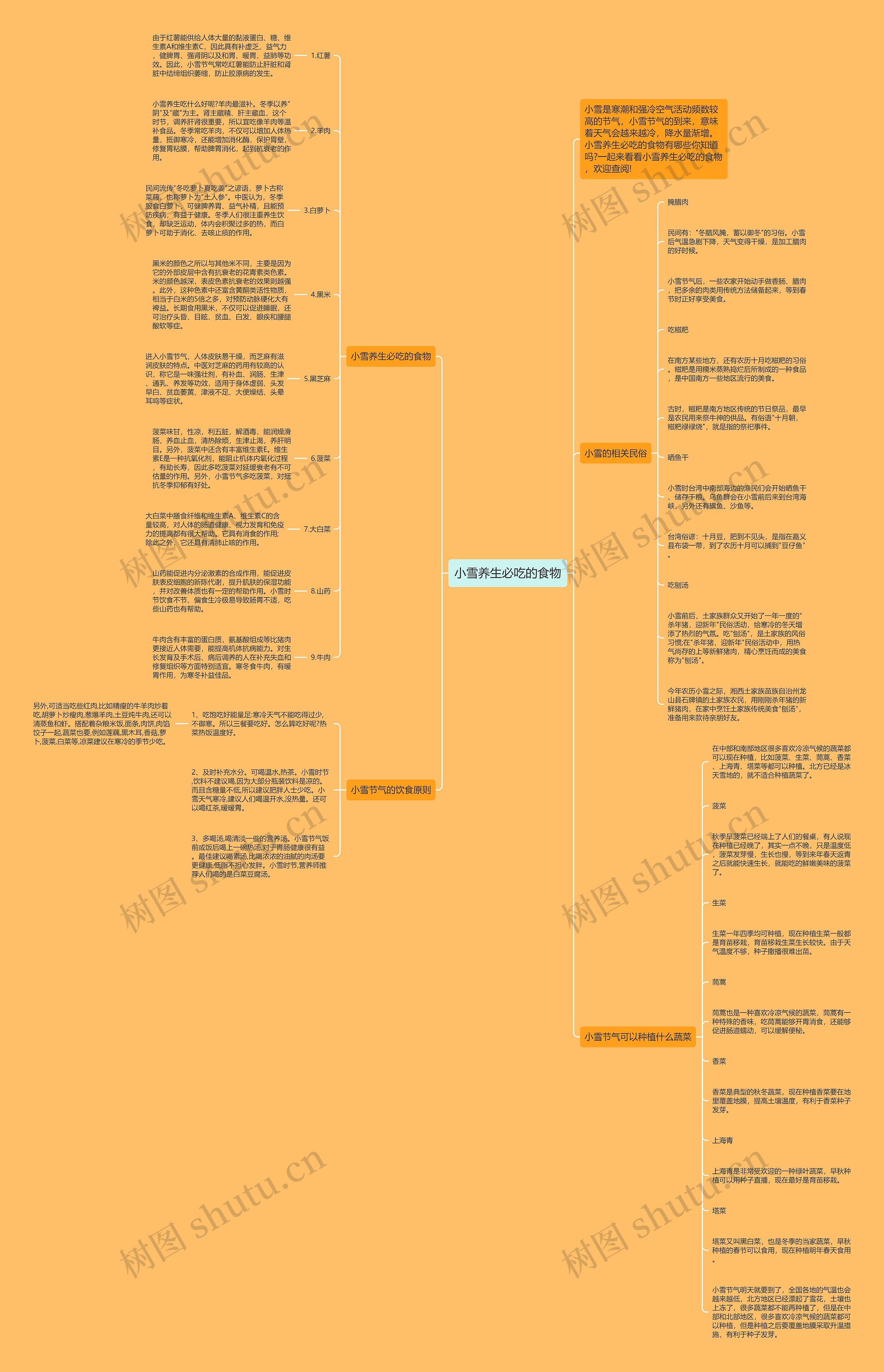 小雪养生必吃的食物思维导图