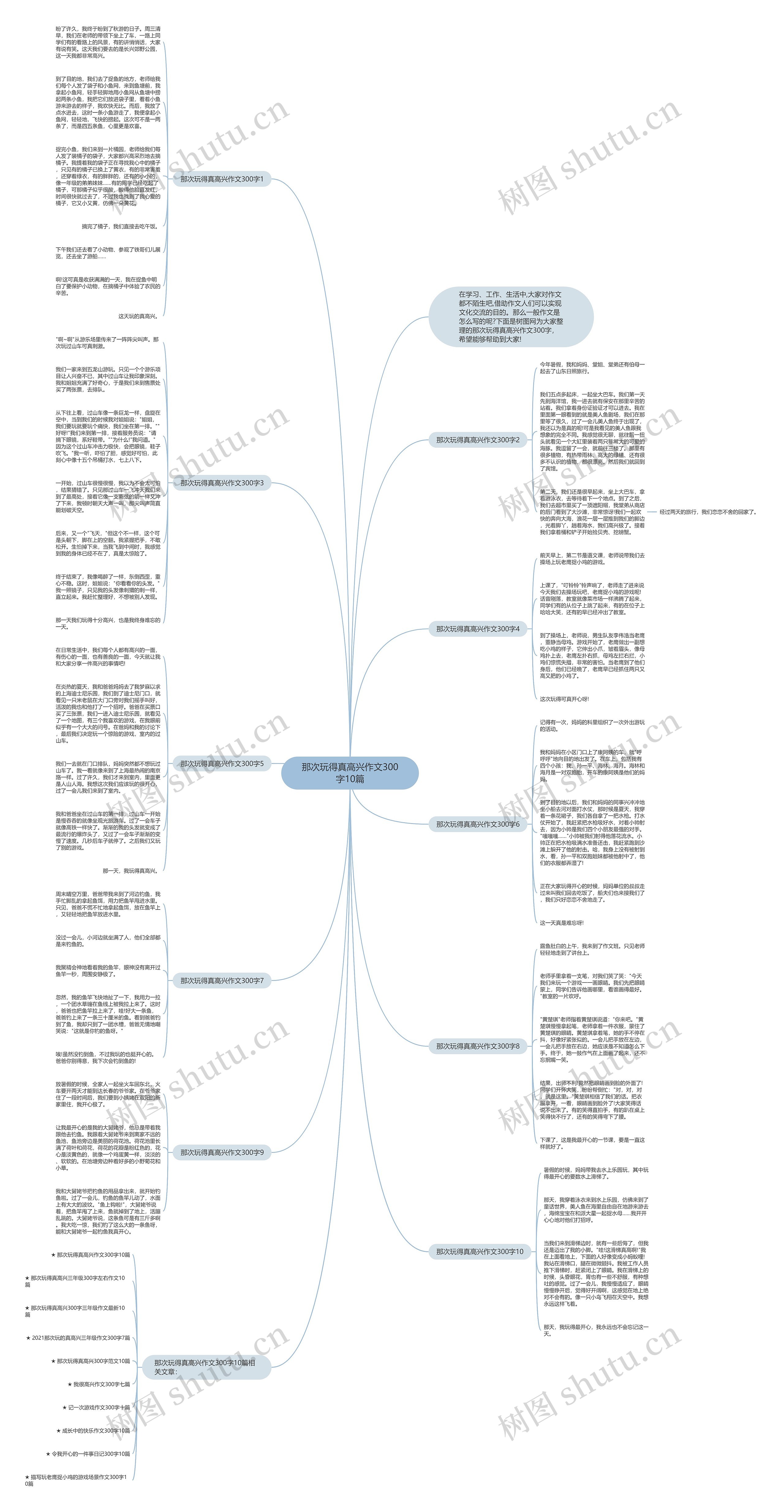 那次玩得真高兴作文300字10篇思维导图