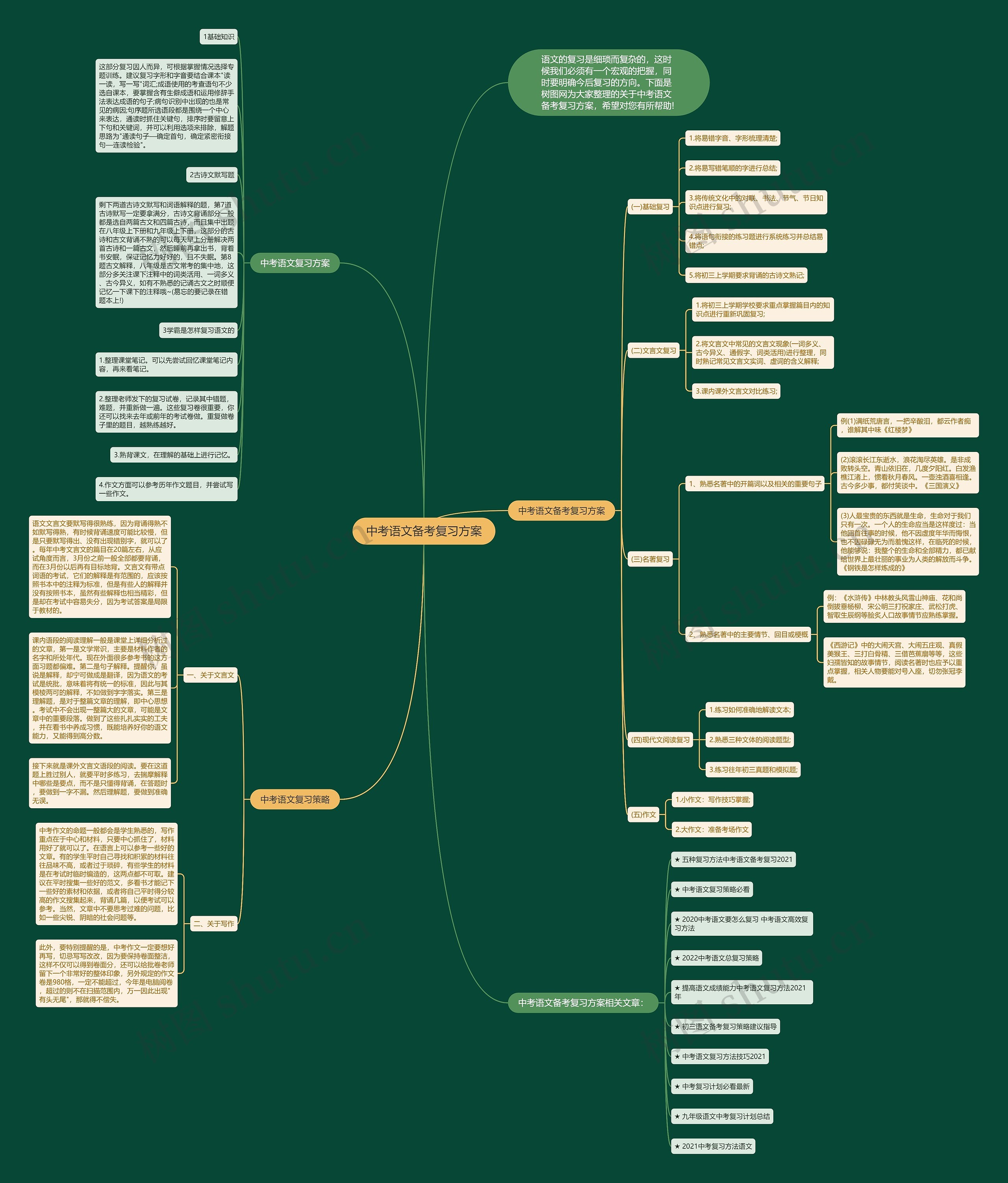 中考语文备考复习方案思维导图