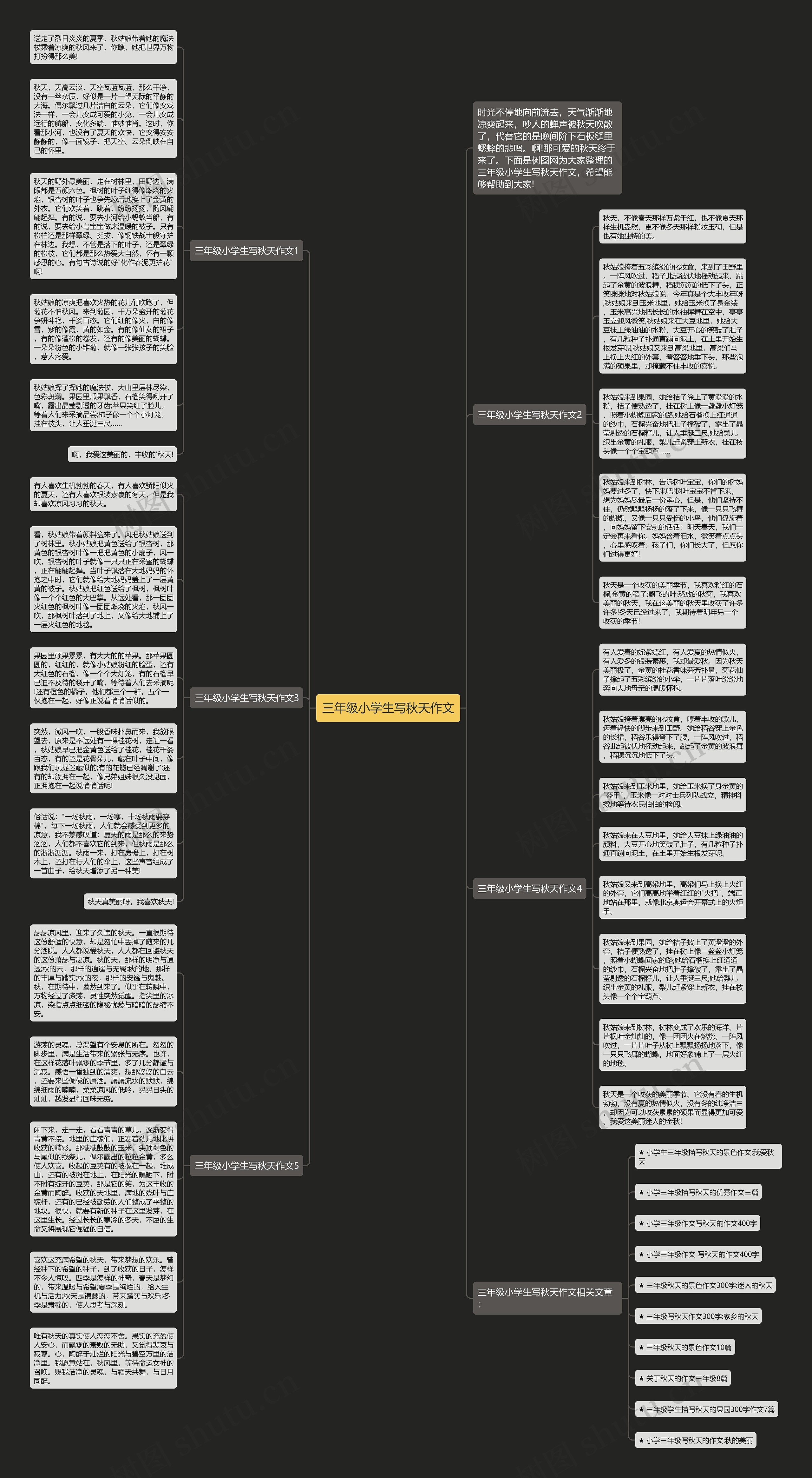 三年级小学生写秋天作文思维导图