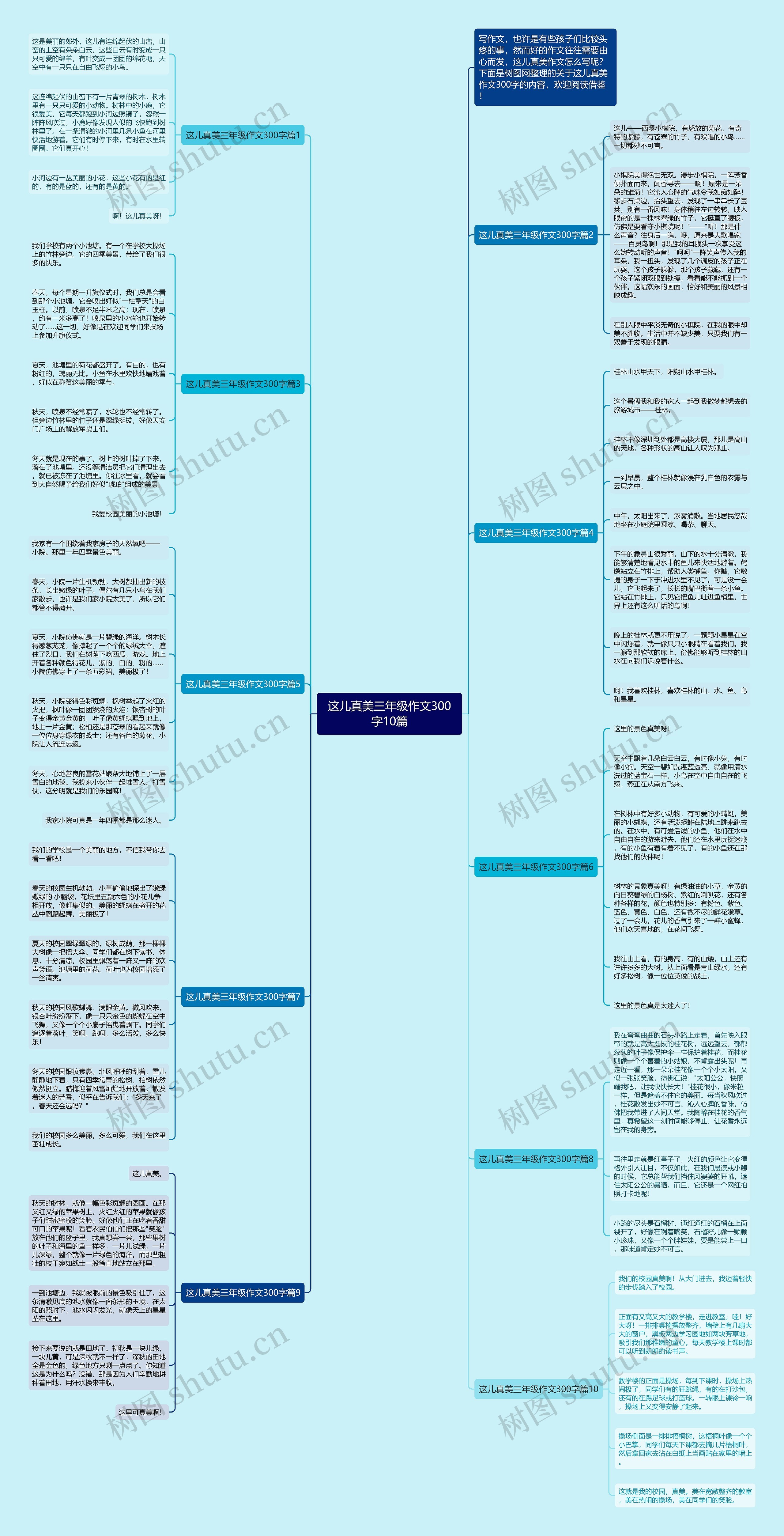 这儿真美三年级作文300字10篇思维导图