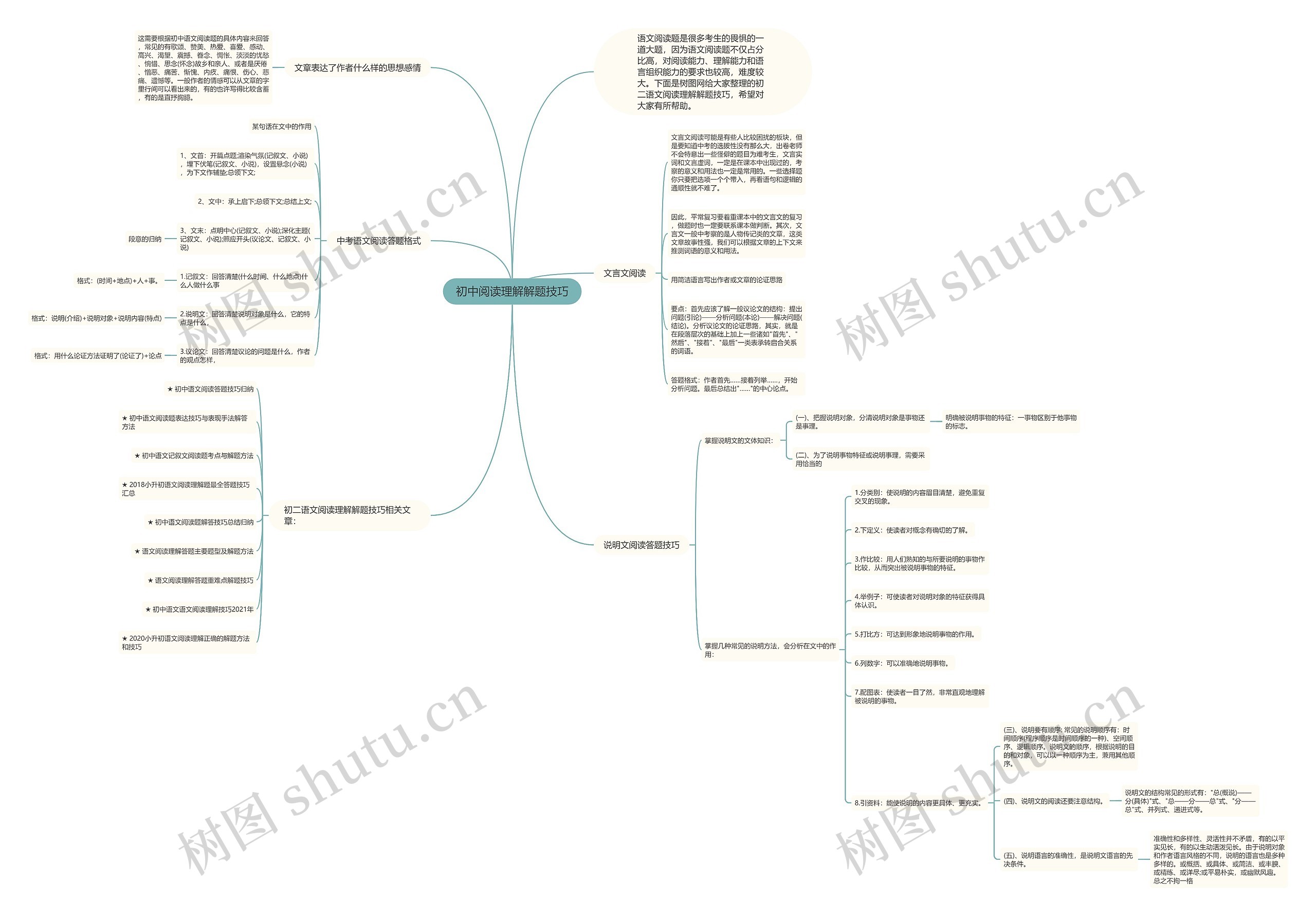 初中阅读理解解题技巧思维导图