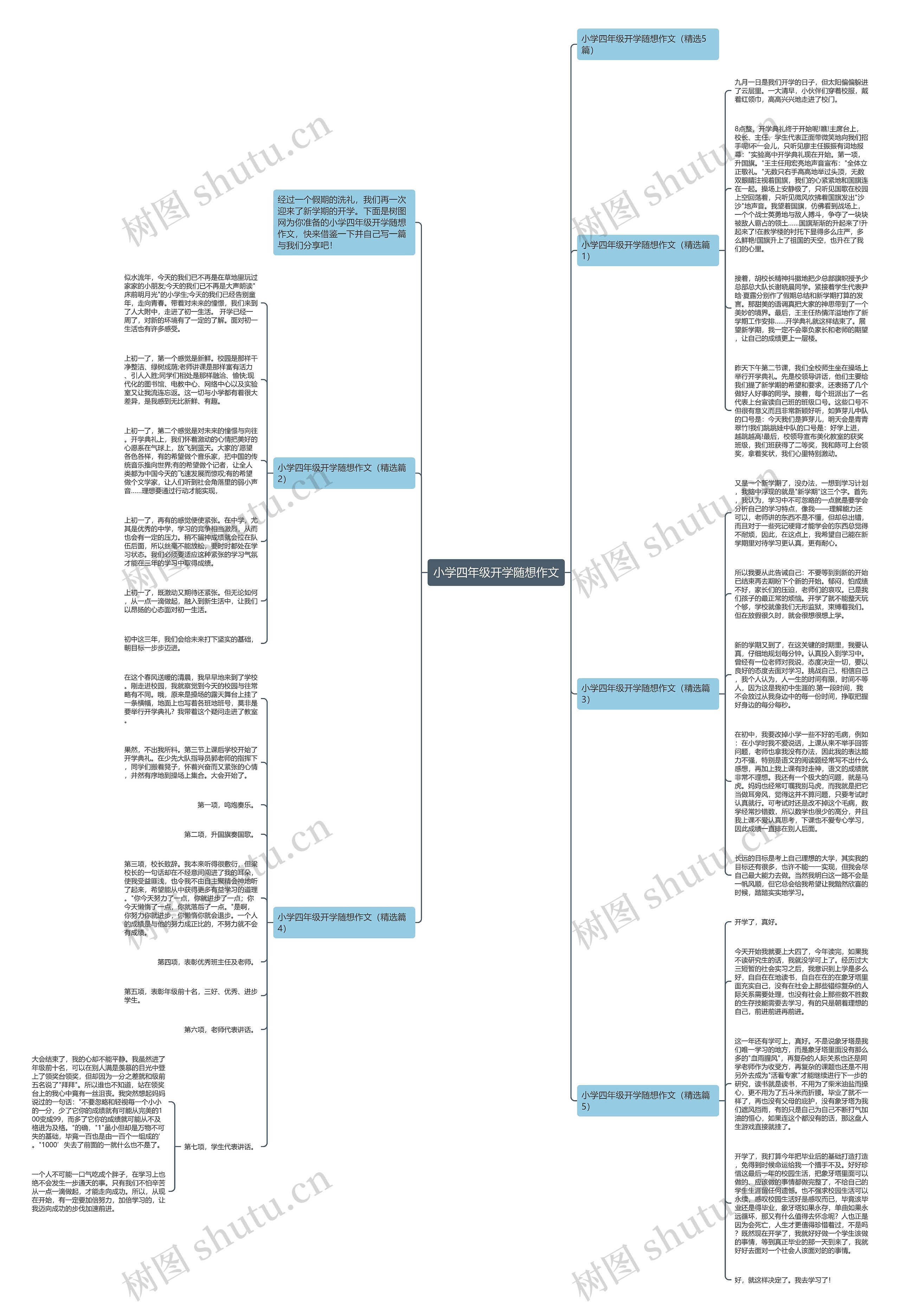 小学四年级开学随想作文思维导图