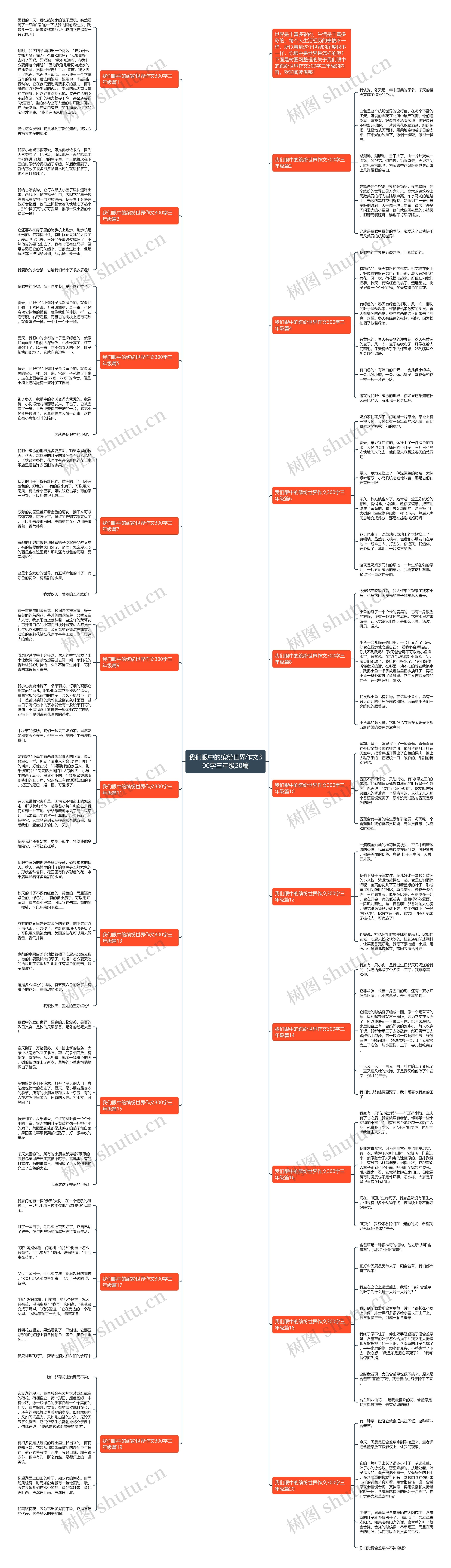 我们眼中的缤纷世界作文300字三年级20篇思维导图