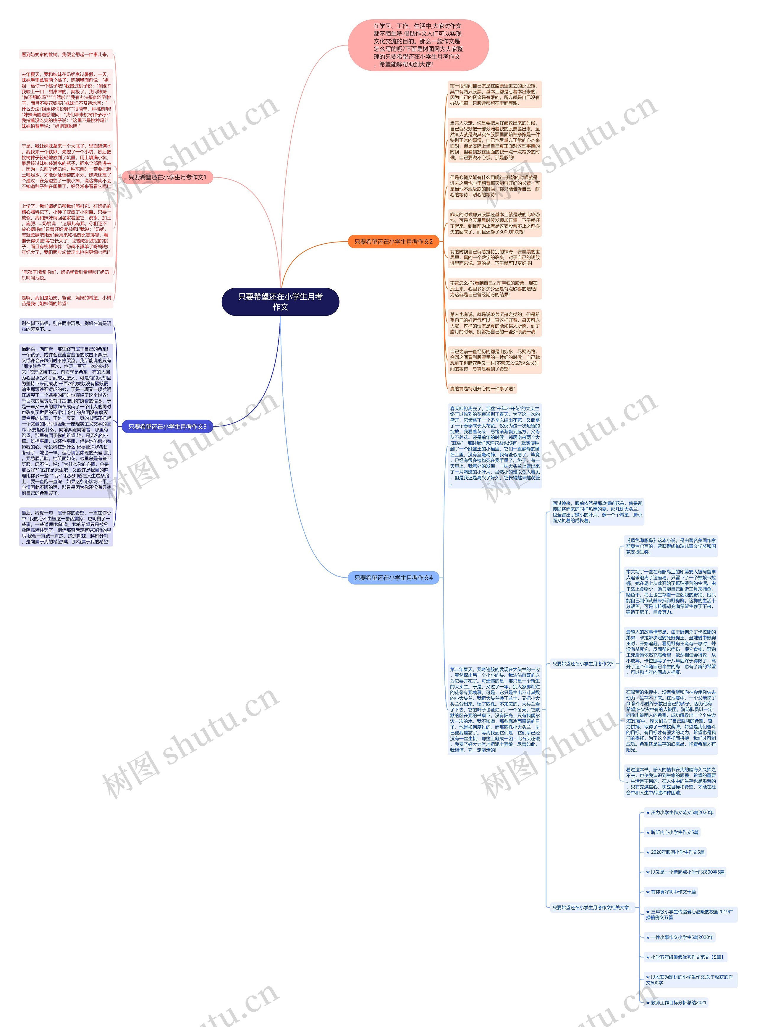 只要希望还在小学生月考作文思维导图