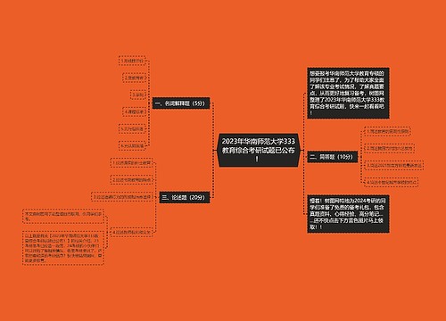 2023年华南师范大学333教育综合考研试题已公布！