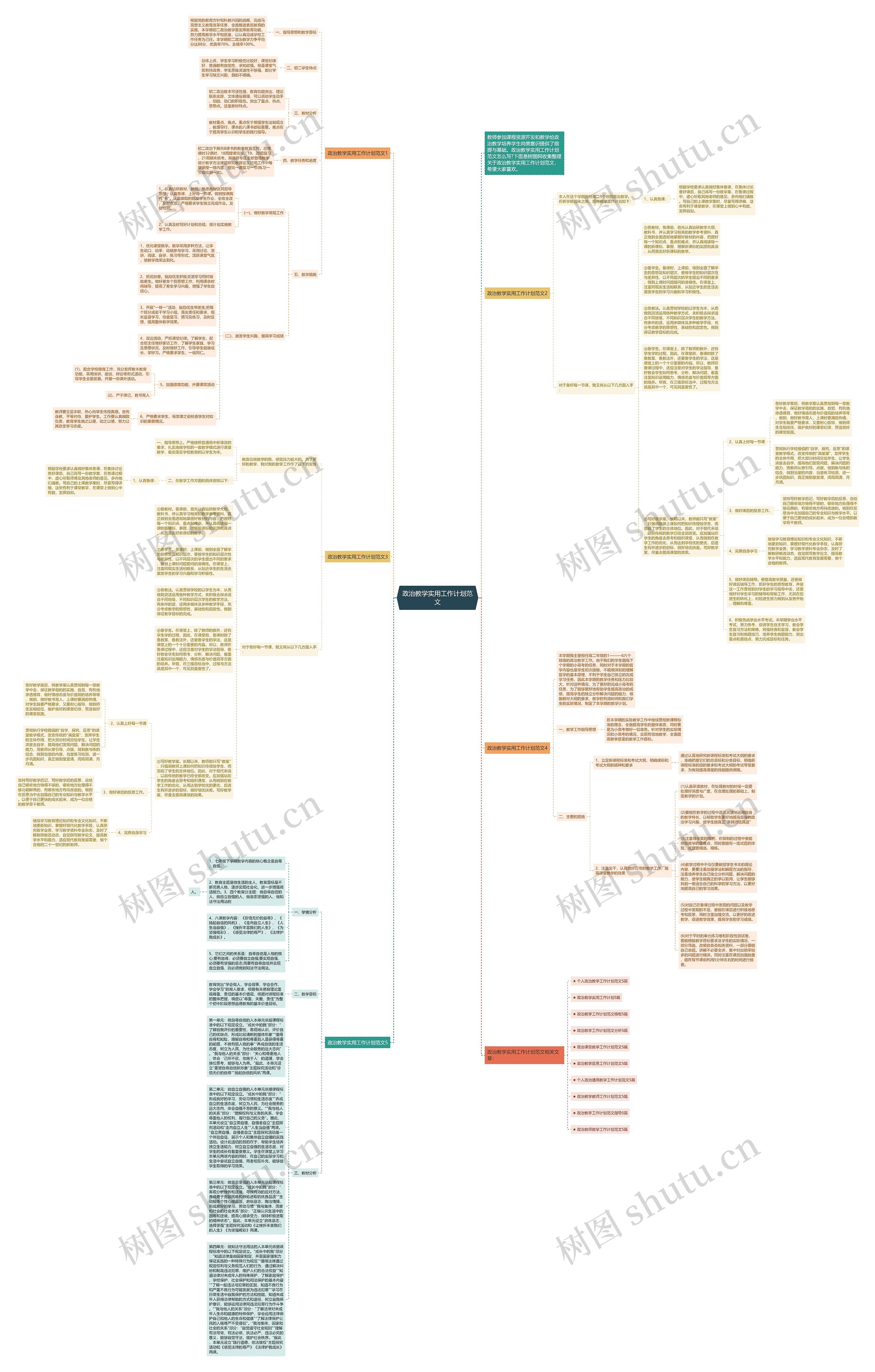 政治教学实用工作计划范文思维导图