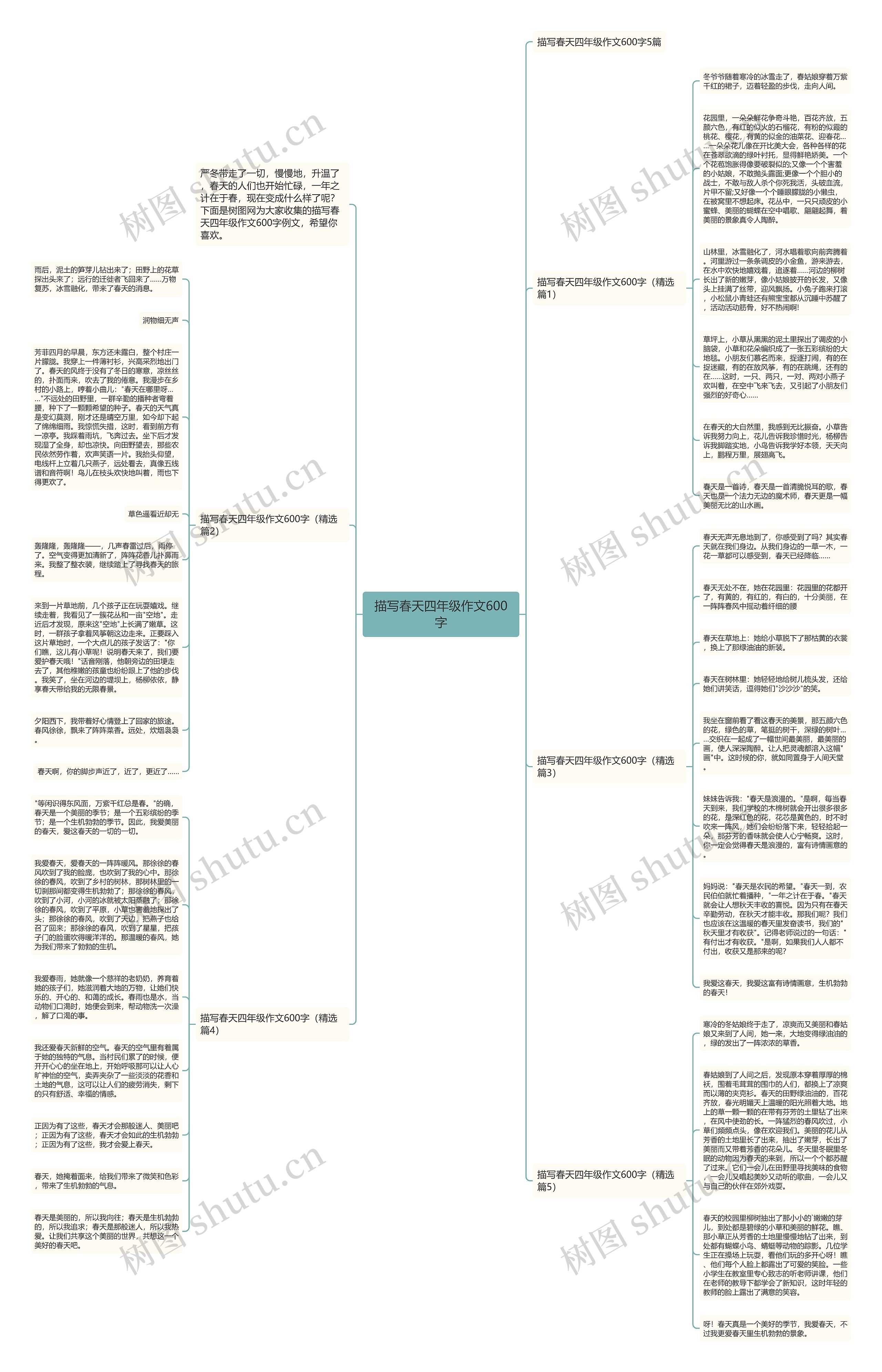 描写春天四年级作文600字思维导图