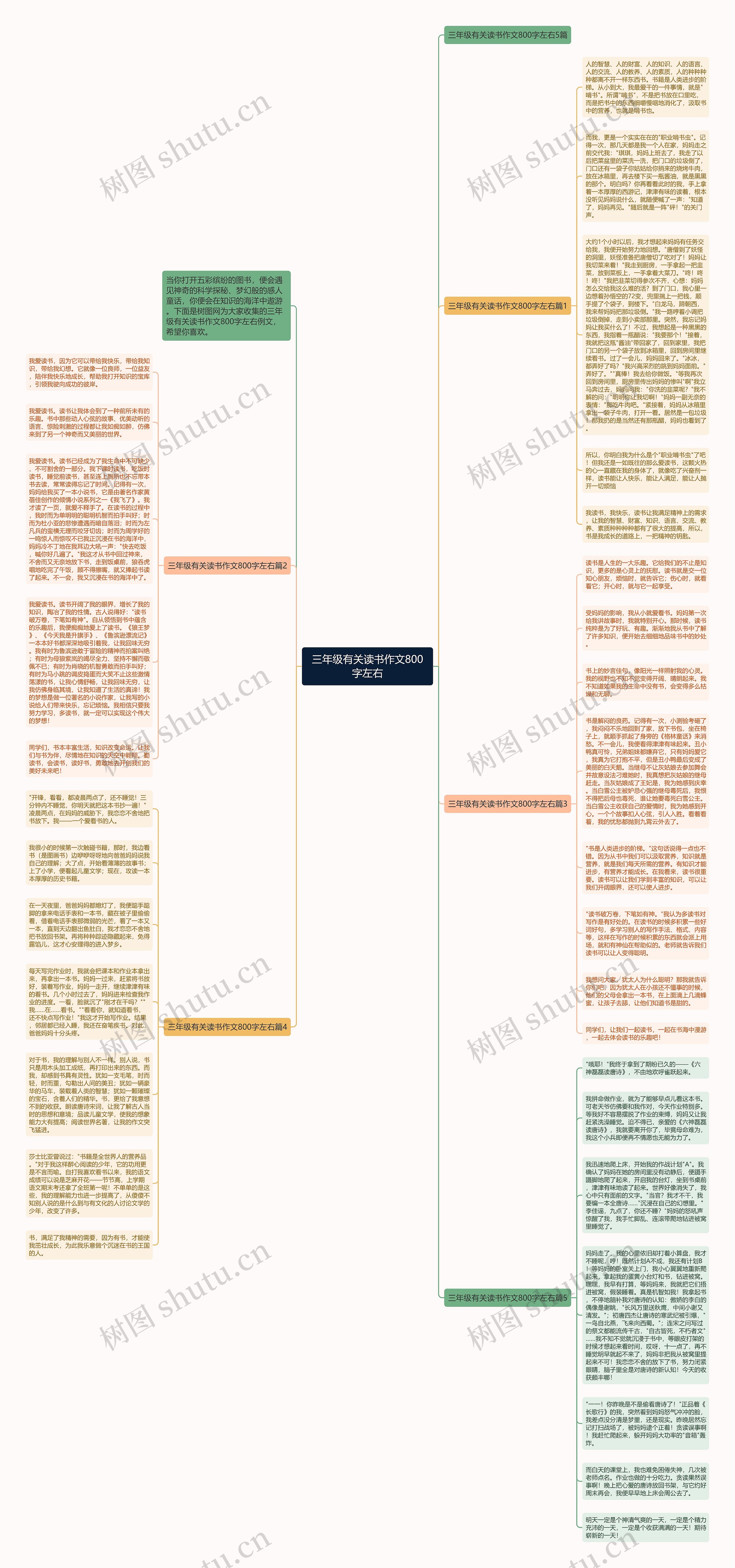 三年级有关读书作文800字左右思维导图