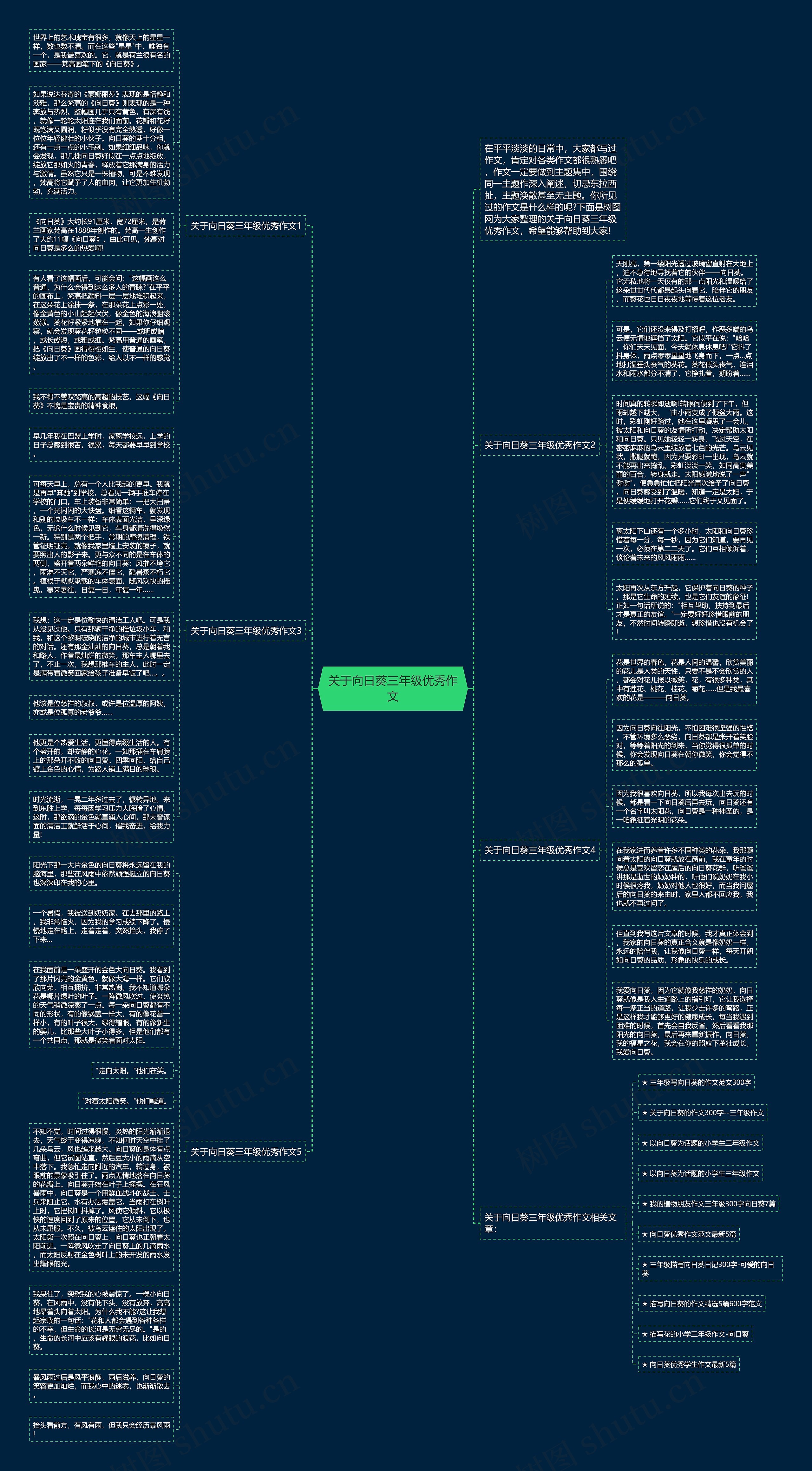 关于向日葵三年级优秀作文思维导图