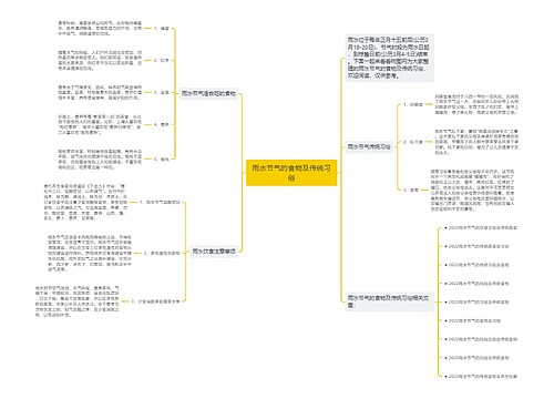 雨水节气的食物及传统习俗