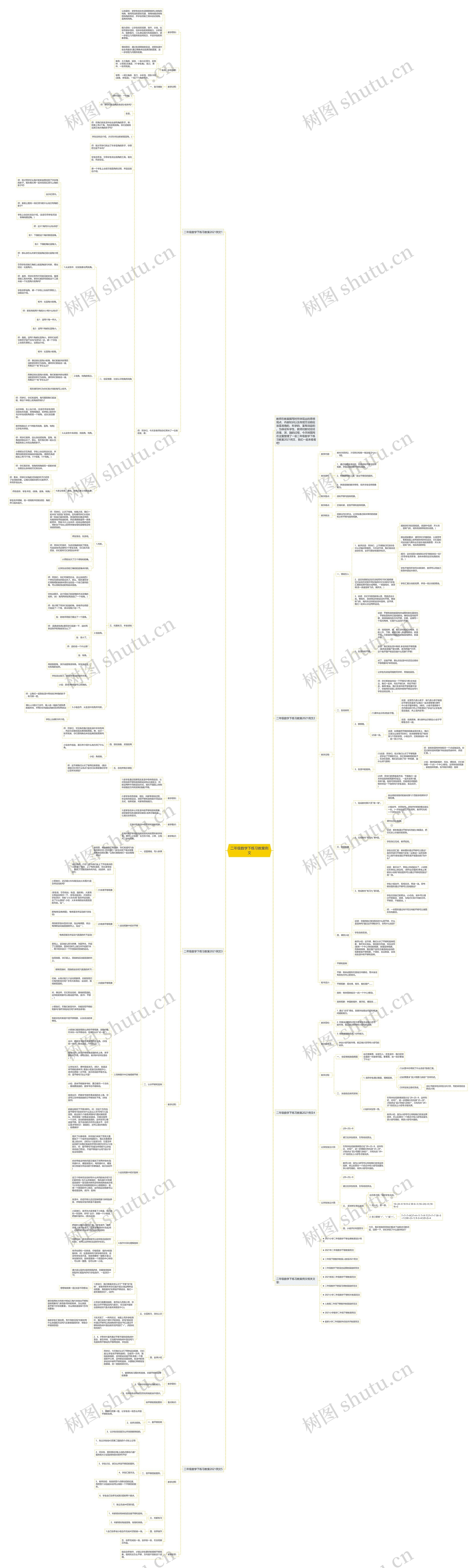 二年级数学下练习教案例文思维导图