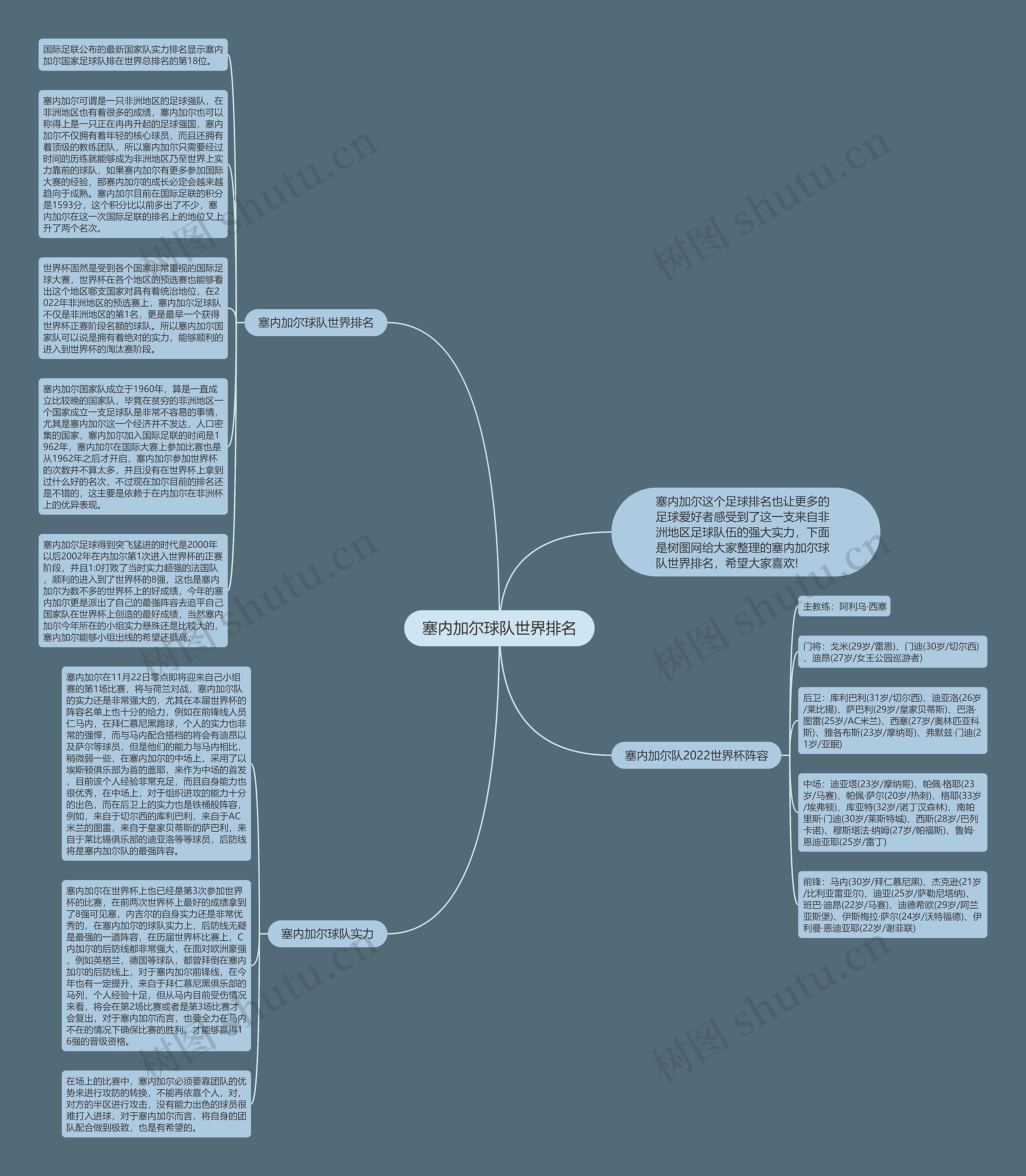 塞内加尔球队世界排名思维导图